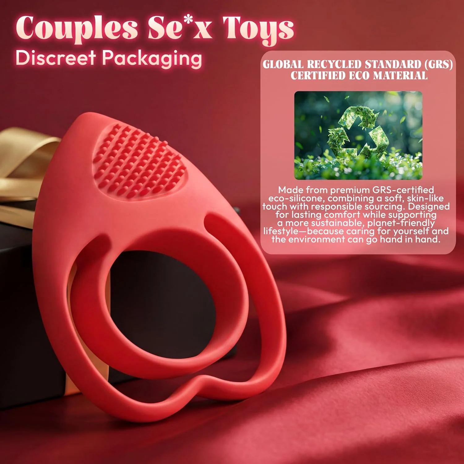 HeartSync Cock Ring Clit Stimulator 9 Modes Silicone - Image 5