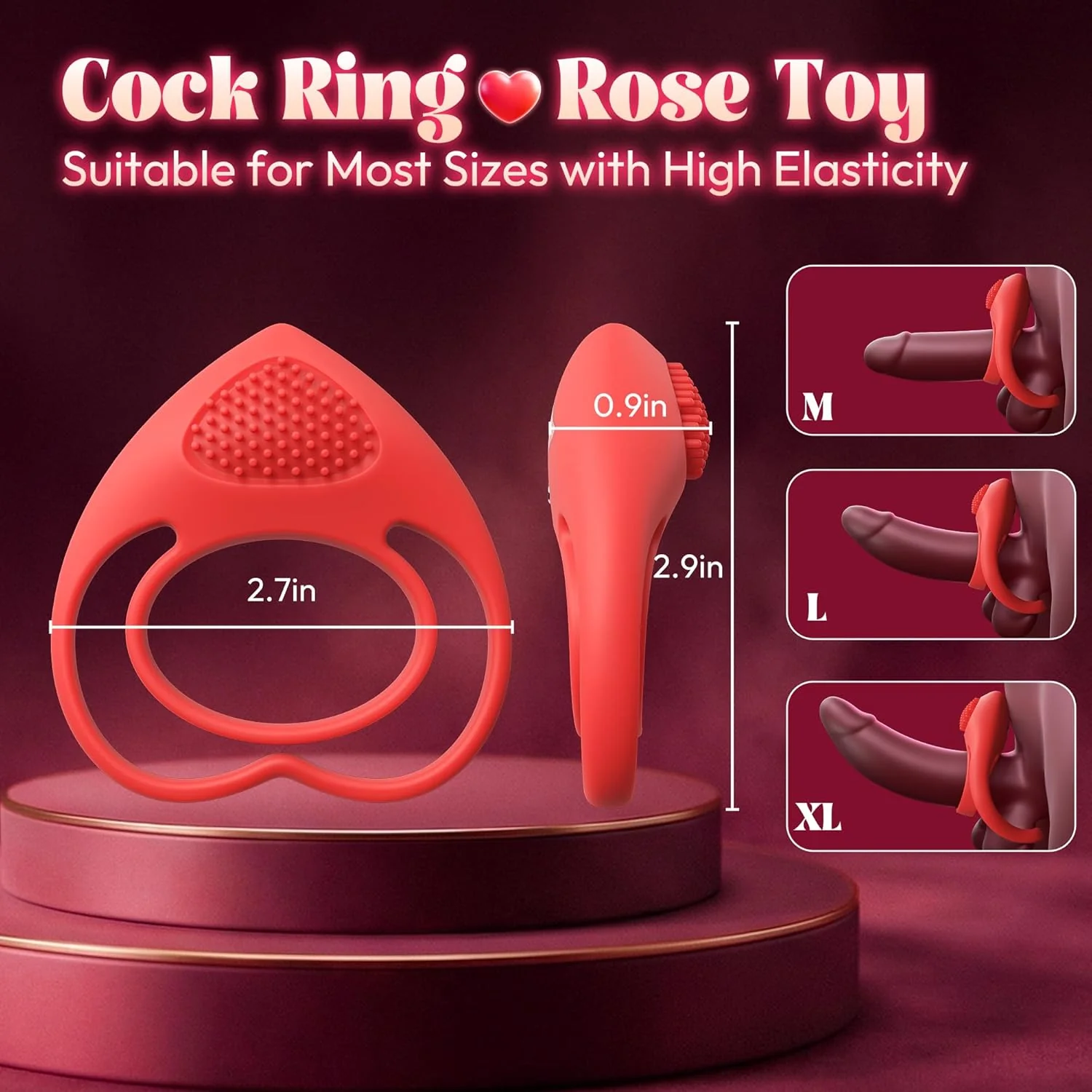 HeartSync Cock Ring Clit Stimulator 9 Modes Silicone - Image 6