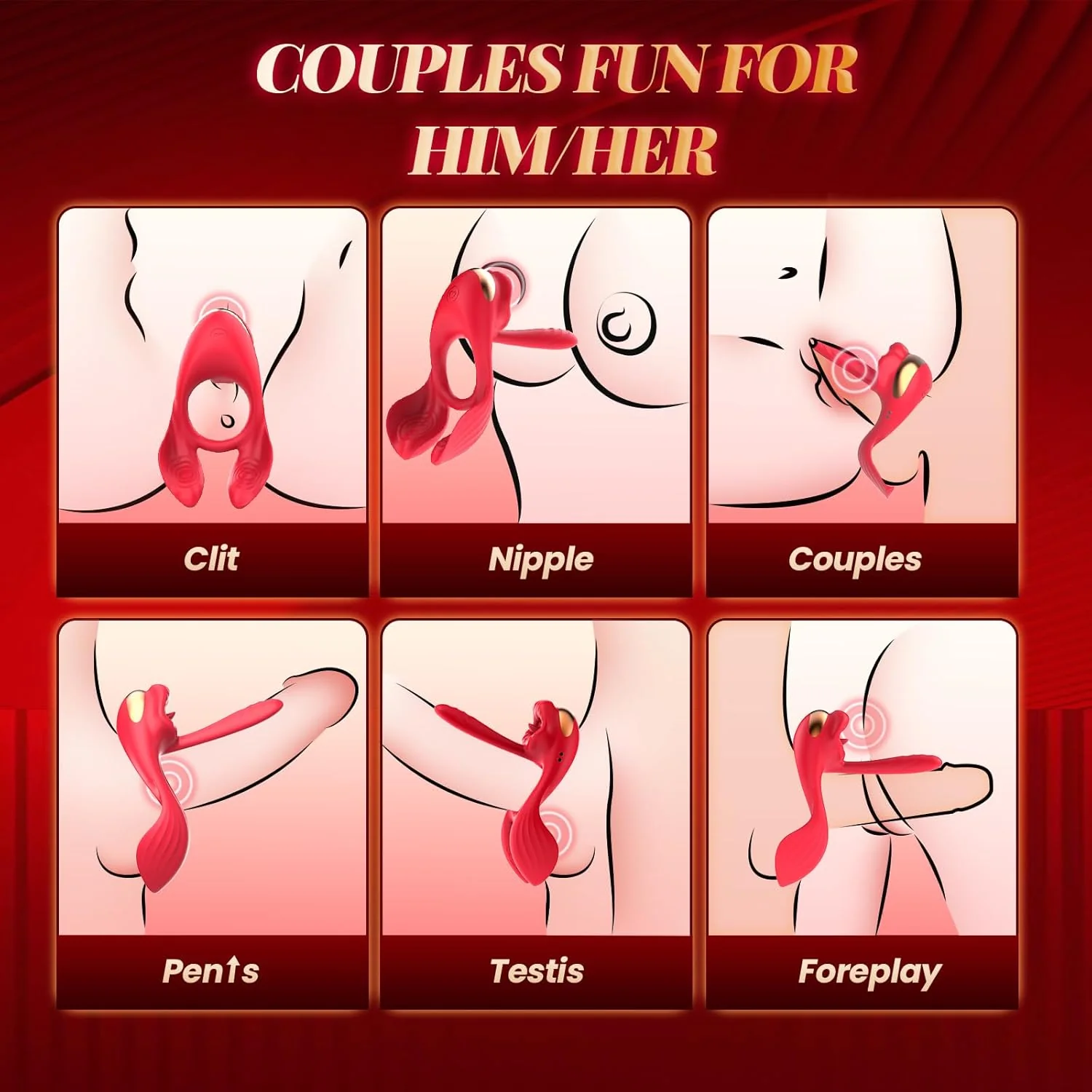 QuadWave 4 Motor Cock Ring Clit Stimulator 7 Modes Silicone - Image 3