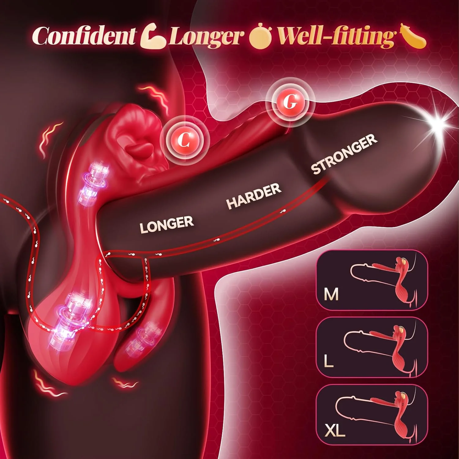 QuadWave 4 Motor Cock Ring Clit Stimulator 7 Modes Silicone - Image 5