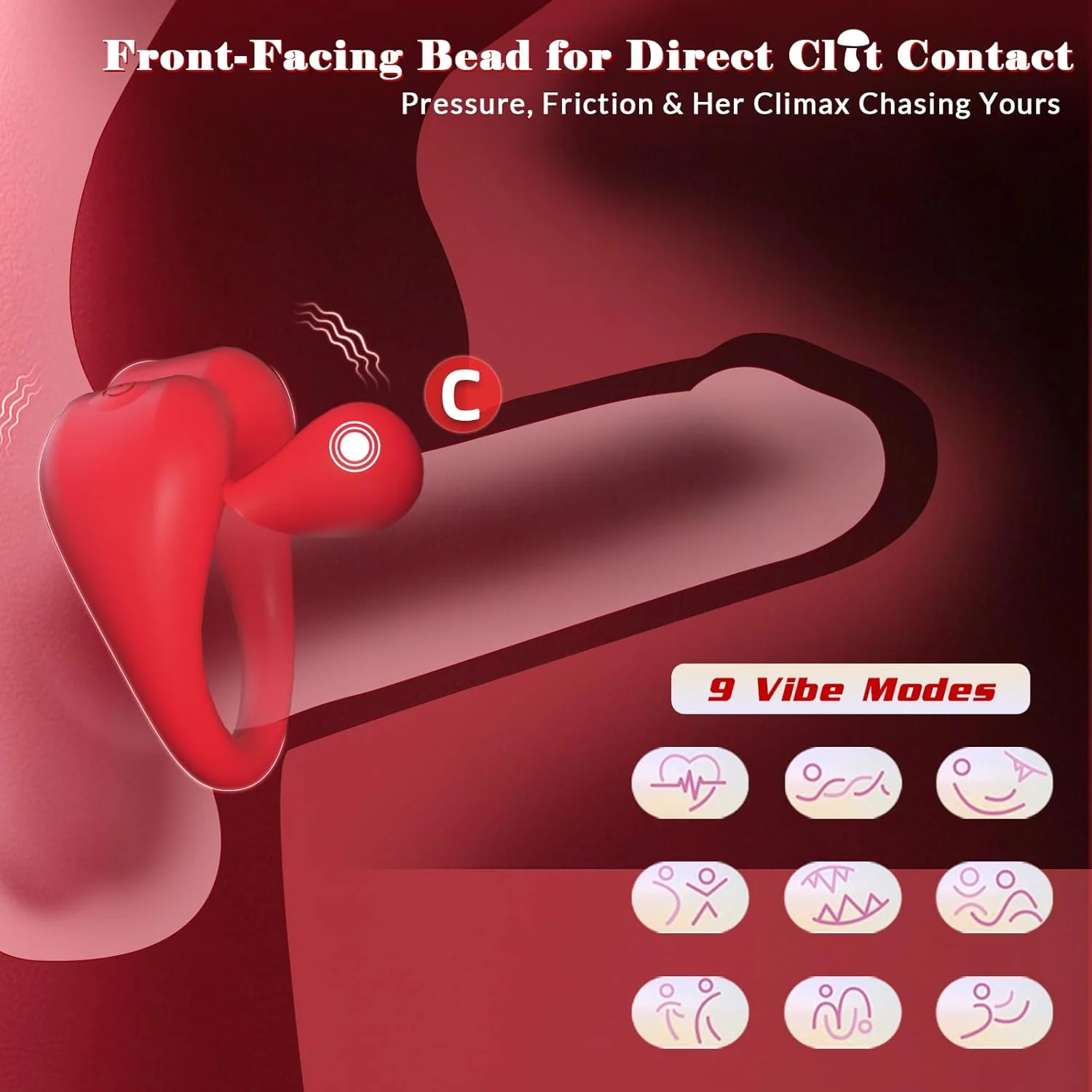 OrbitFlex Adjustable Cock Ring Clit Stimulator App 9 Modes - Image 4