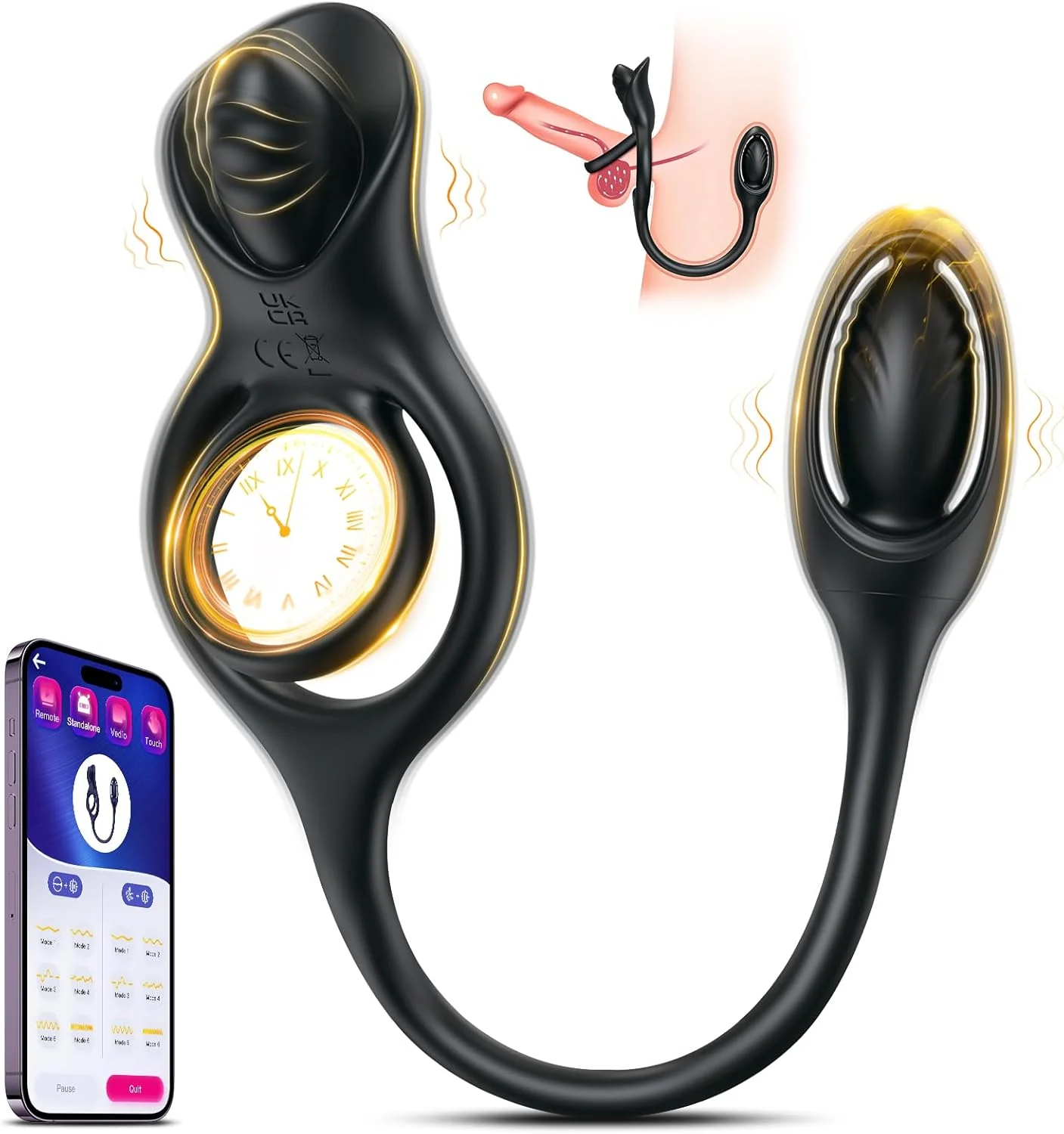 SyncDominusX Prostate Massager Cock Ring 9 Modes Silicone