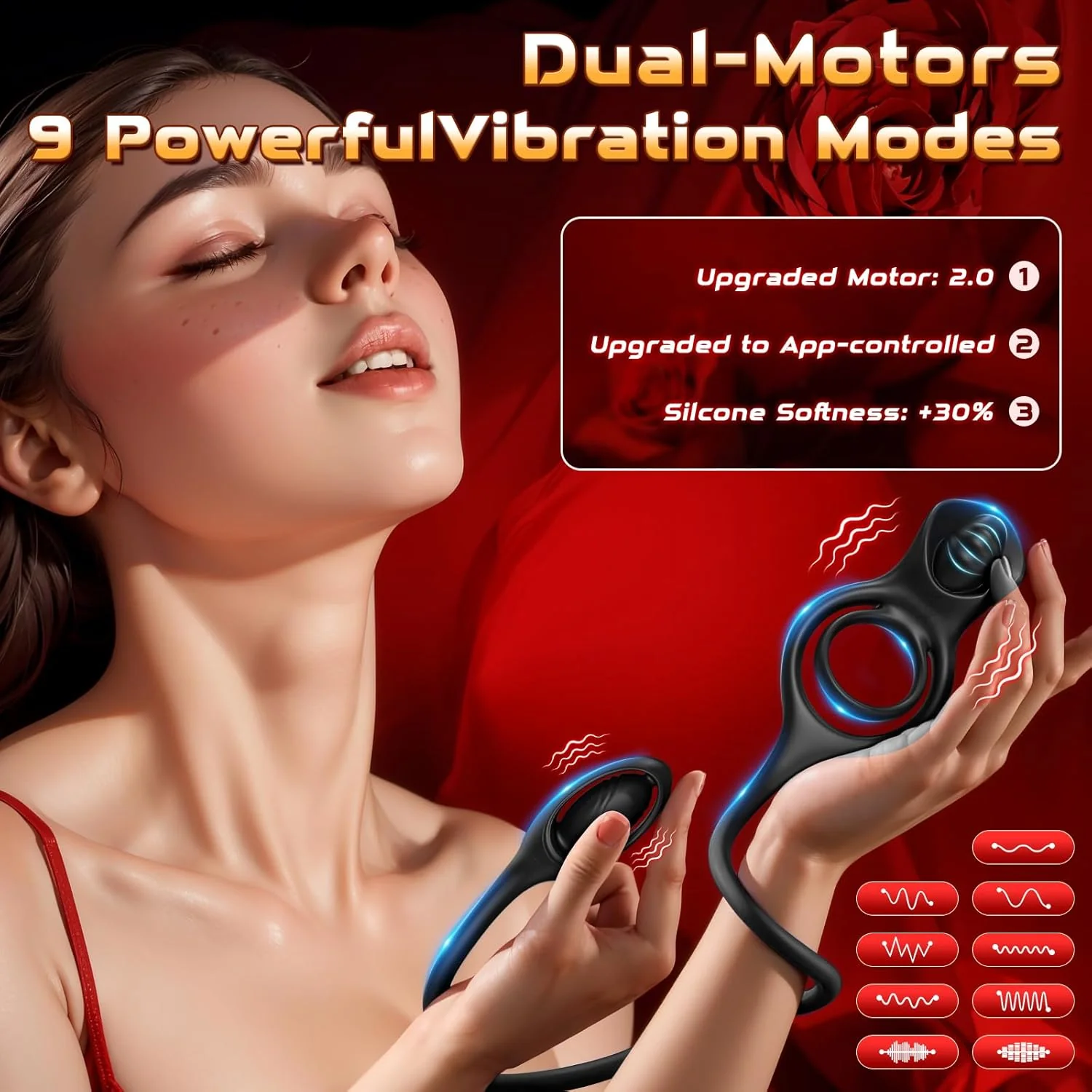 SyncDominusX Prostate Massager Cock Ring 9 Modes Silicone - Image 3