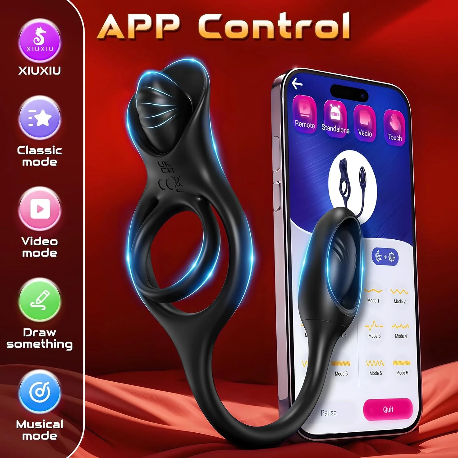 SyncDominusX Prostate Massager Cock Ring 9 Modes Silicone - Image 5