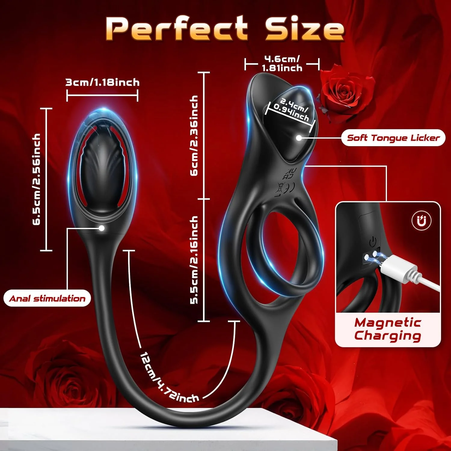 SyncDominusX Prostate Massager Cock Ring 9 Modes Silicone - Image 6