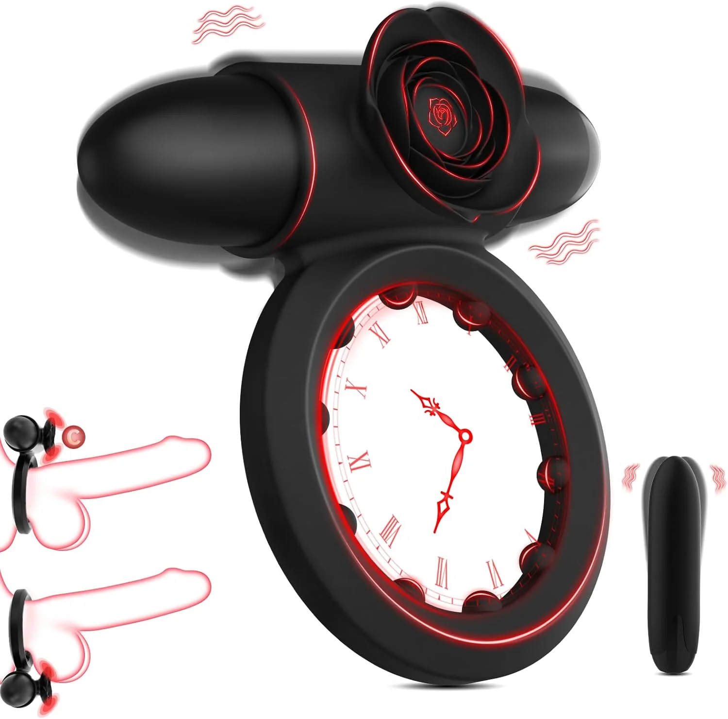 RoseCoreX Vibrating Cock Ring Bullet Rose Clit Stimulator