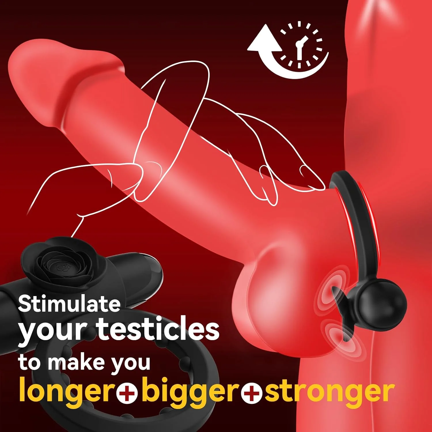 RoseCoreX Vibrating Cock Ring Bullet Rose Clit Stimulator - Image 3