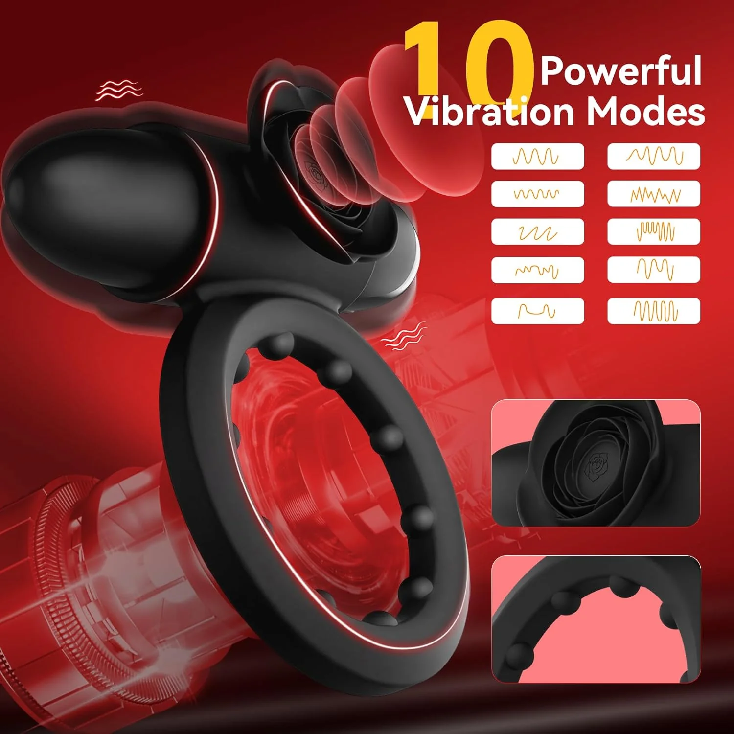 RoseCoreX Vibrating Cock Ring Bullet Rose Clit Stimulator - Image 4