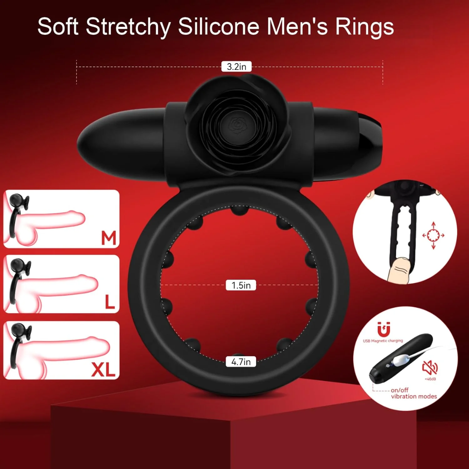 RoseCoreX Vibrating Cock Ring Bullet Rose Clit Stimulator - Image 6