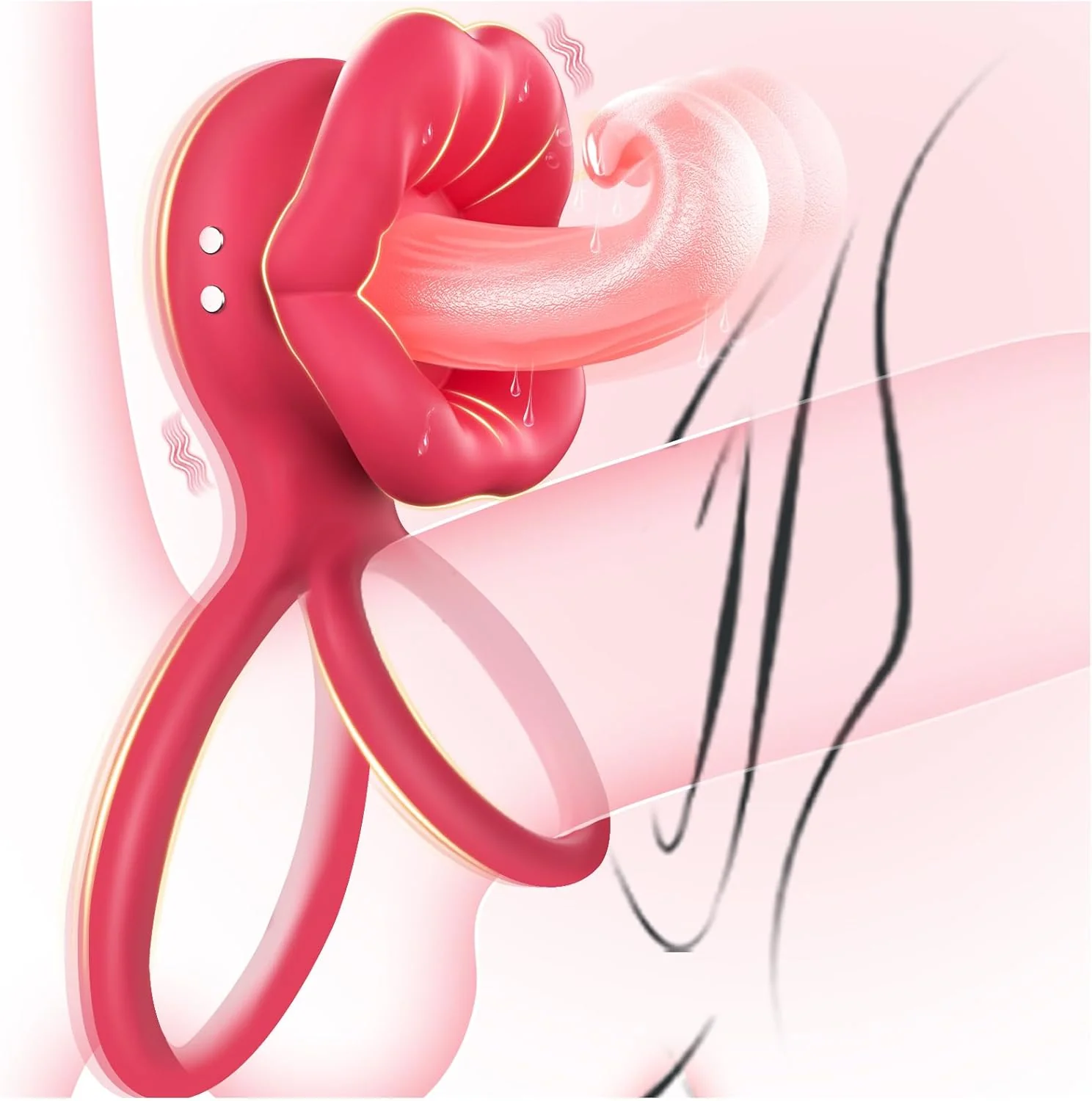 TongueWave Tongue Clit Vibrating Cock Ring 10 Modes Silicone