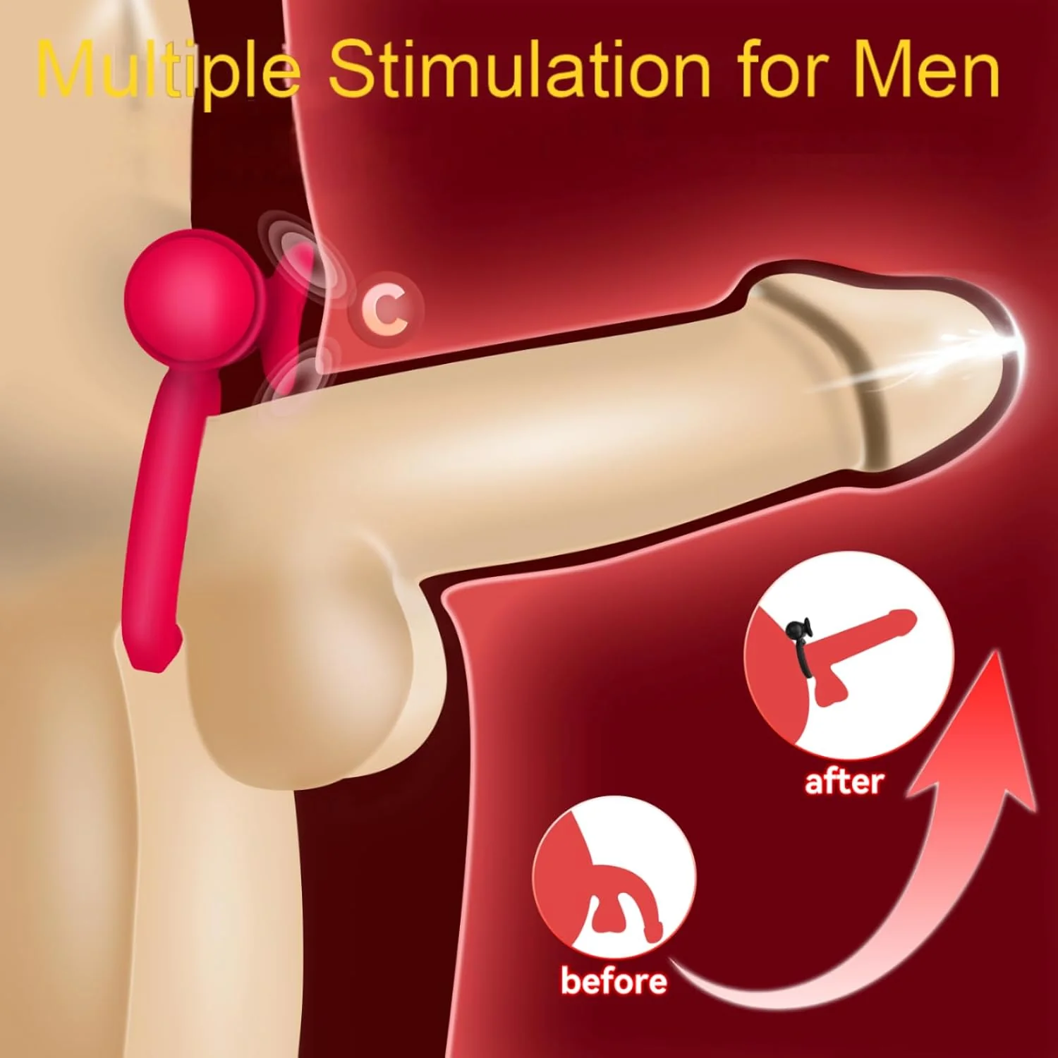 CrimsonPetal Red Cock Ring Bullet Vibrator Clit Stimulator - Image 2