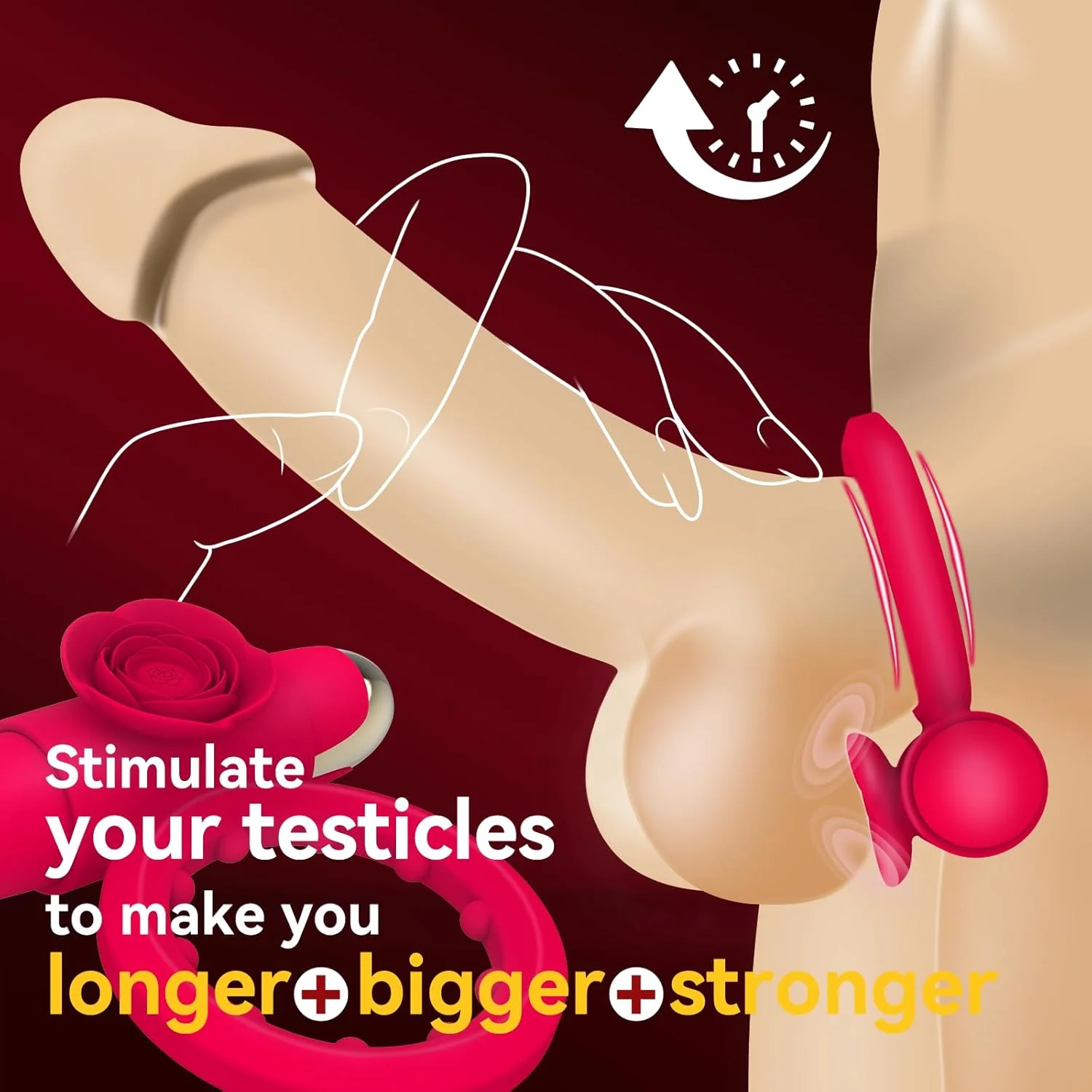 CrimsonPetal Red Cock Ring Bullet Vibrator Clit Stimulator - Image 3