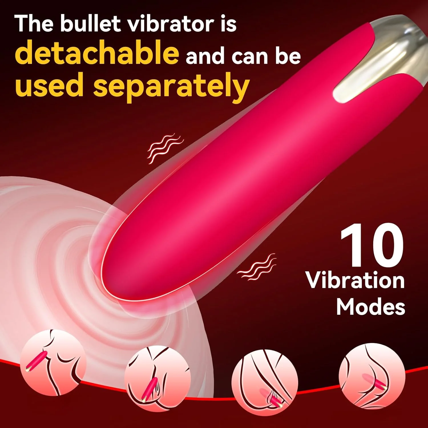 CrimsonPetal Red Cock Ring Bullet Vibrator Clit Stimulator - Image 5