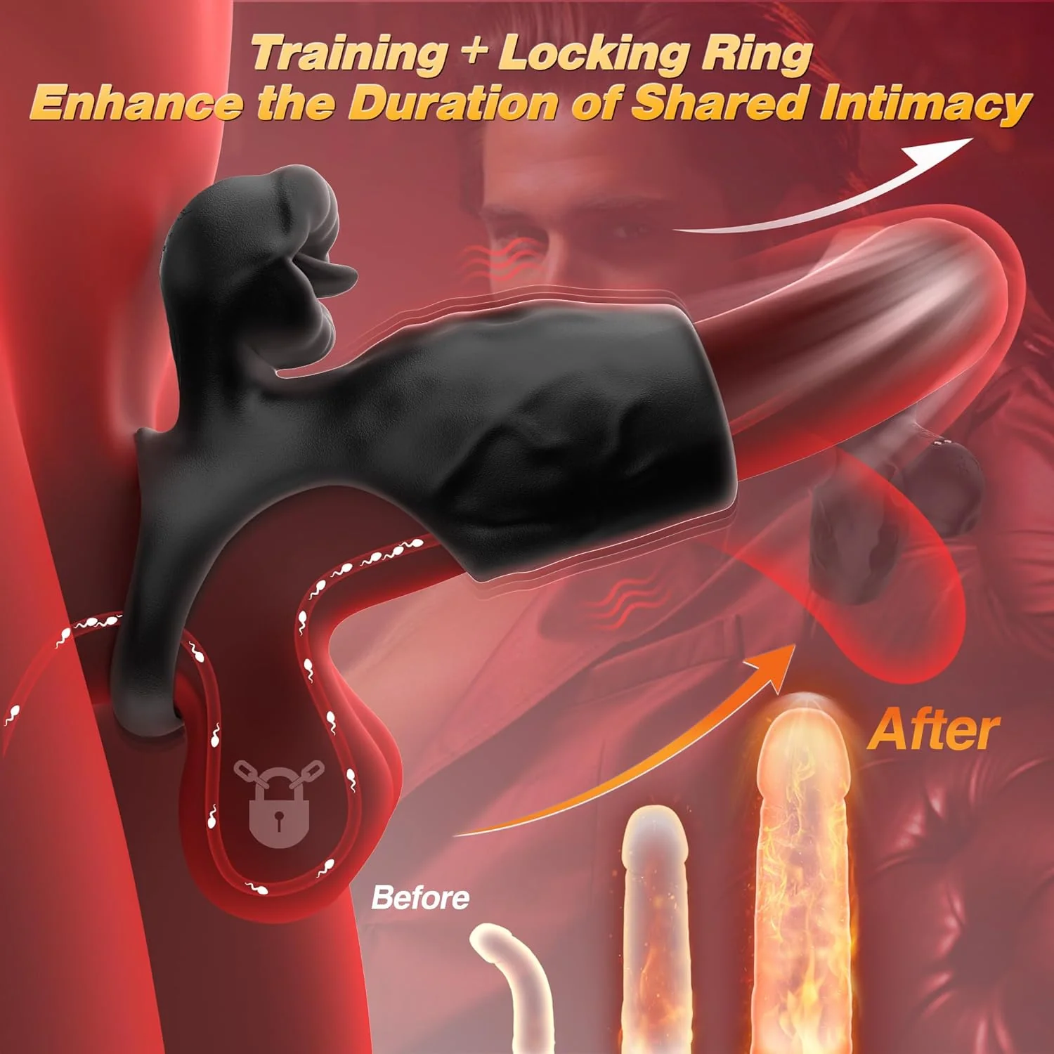 TongueShock Vibrating Cock Sleeve with Clit Stimulator - Image 3
