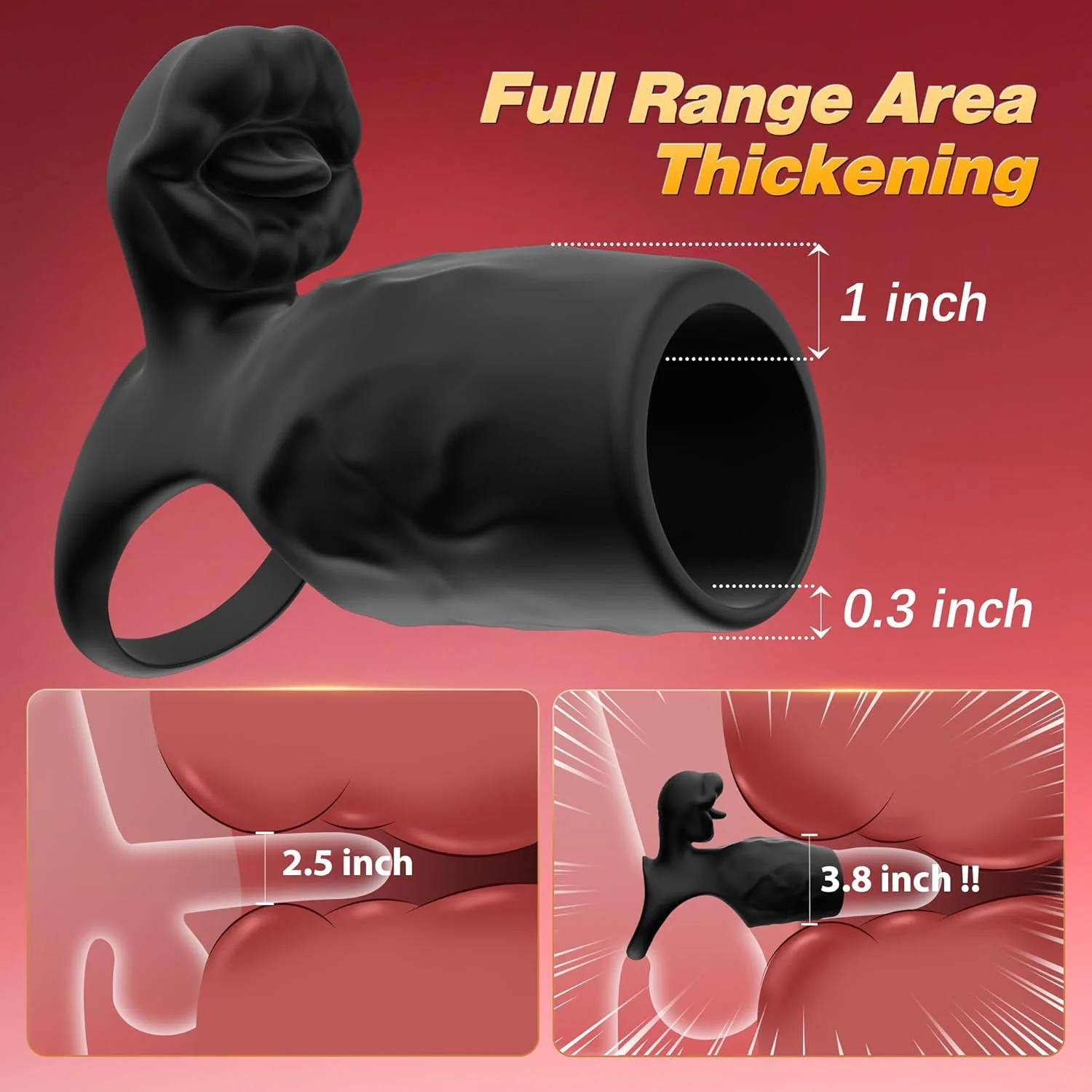 TongueShock Vibrating Cock Sleeve with Clit Stimulator - Image 5