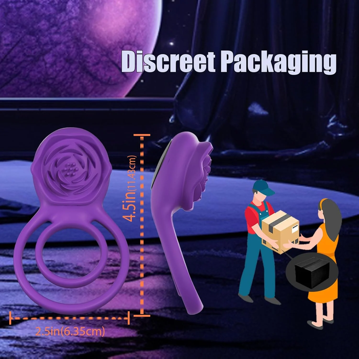 VioletLockX Purple Cock Ring Rose Clit Vibrator 7 Modes - Image 7