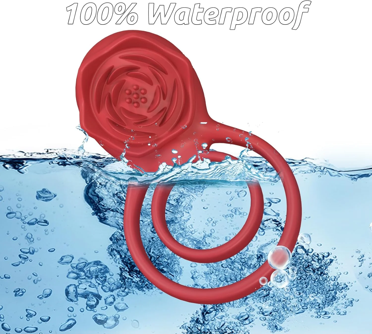 PetalGrip Rose Cock Ring Clit Stimulator 7 Modes Silicone - Image 7