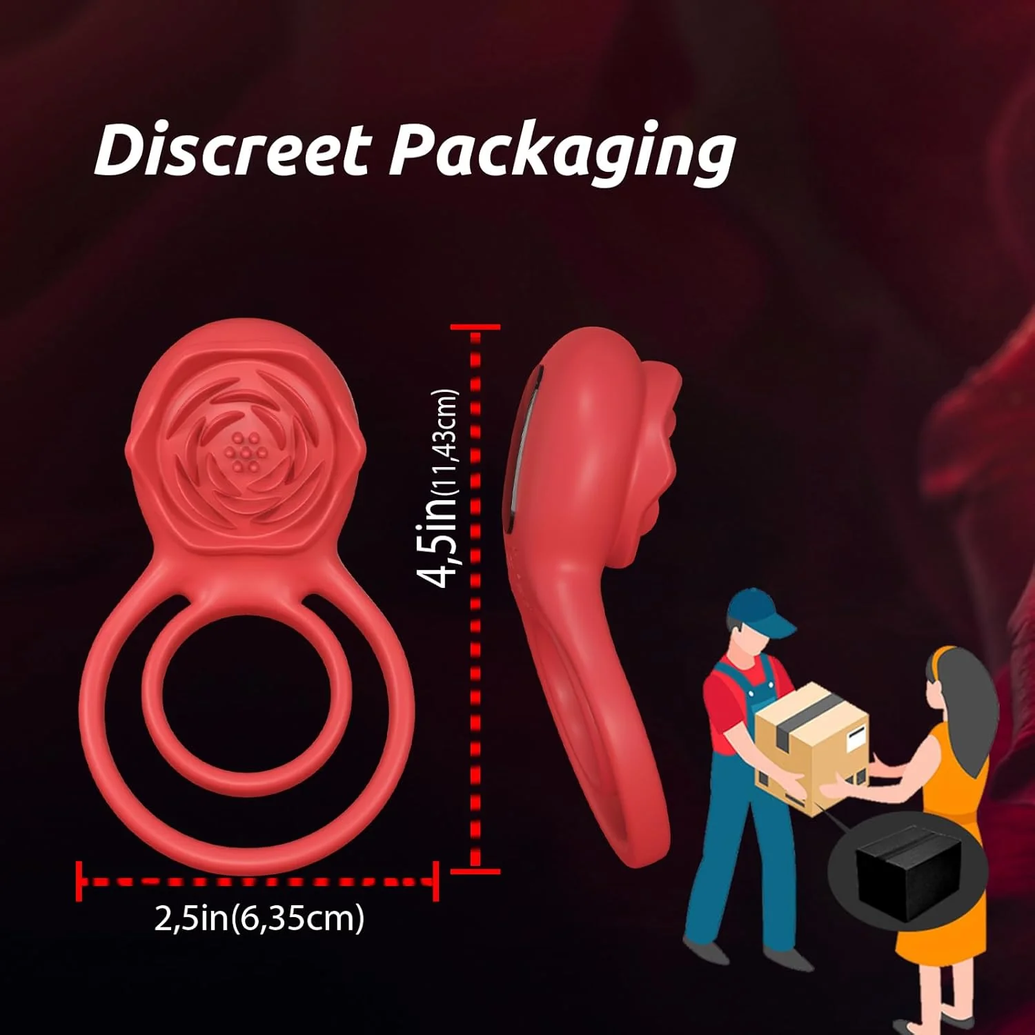 PetalGrip Rose Cock Ring Clit Stimulator 7 Modes Silicone - Image 8