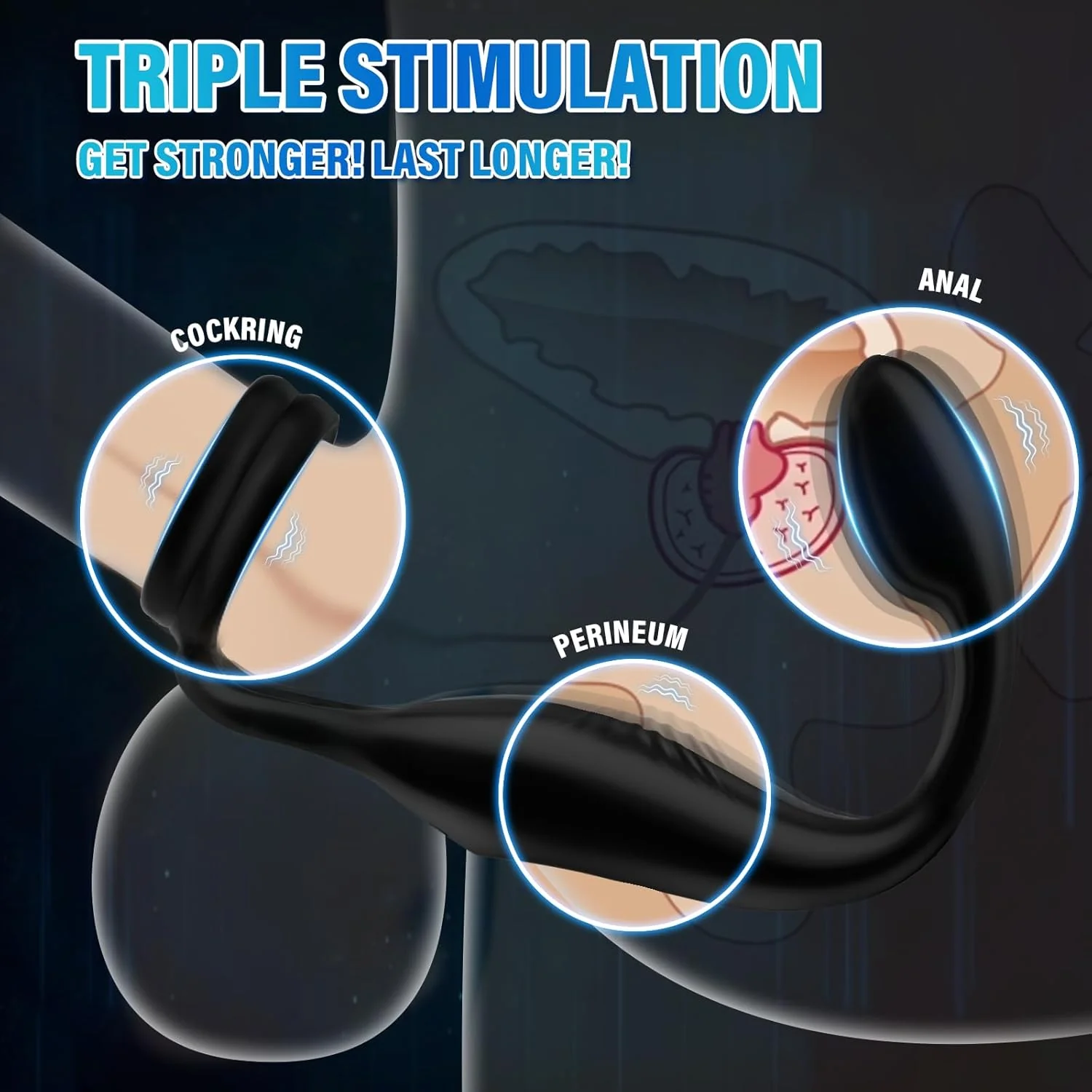 CorePulseX Prostate Massager Cock Ring 10 Modes Remote Silicone - Image 2