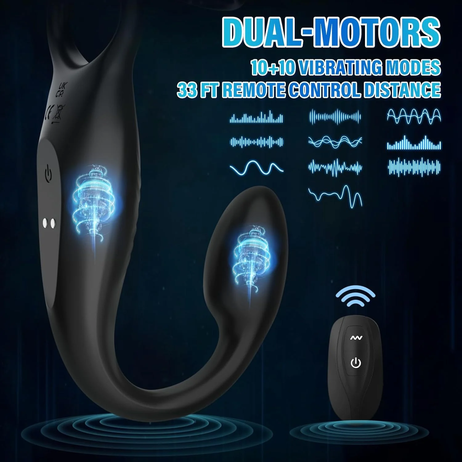 CorePulseX Prostate Massager Cock Ring 10 Modes Remote Silicone - Image 3