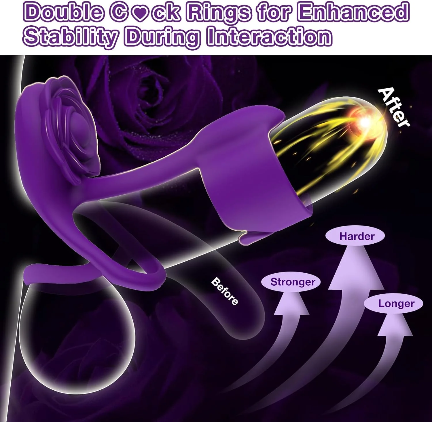 Pulse Rose Vibrating Intimacy Couples' Penis Ring - Image 5