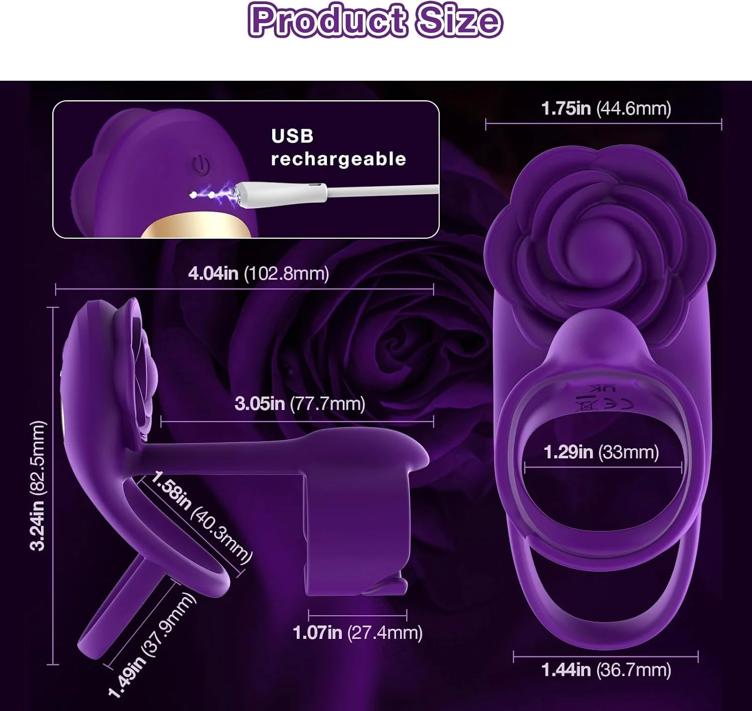 Pulse Rose Vibrating Intimacy Couples' Penis Ring - Image 7