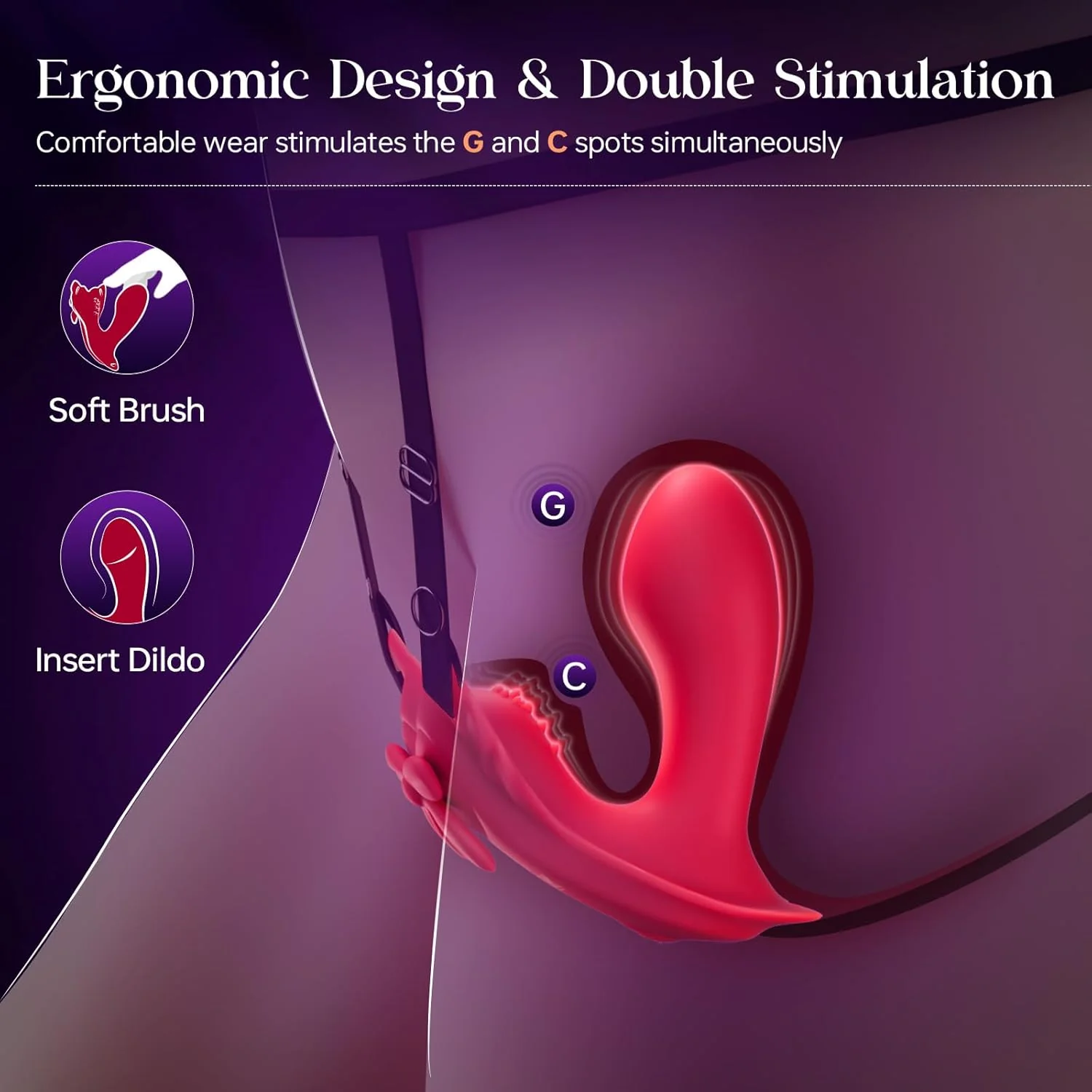 ShadowSync APP Remote Wearable Panty Vibrator with G-Spot Dildo - Image 4