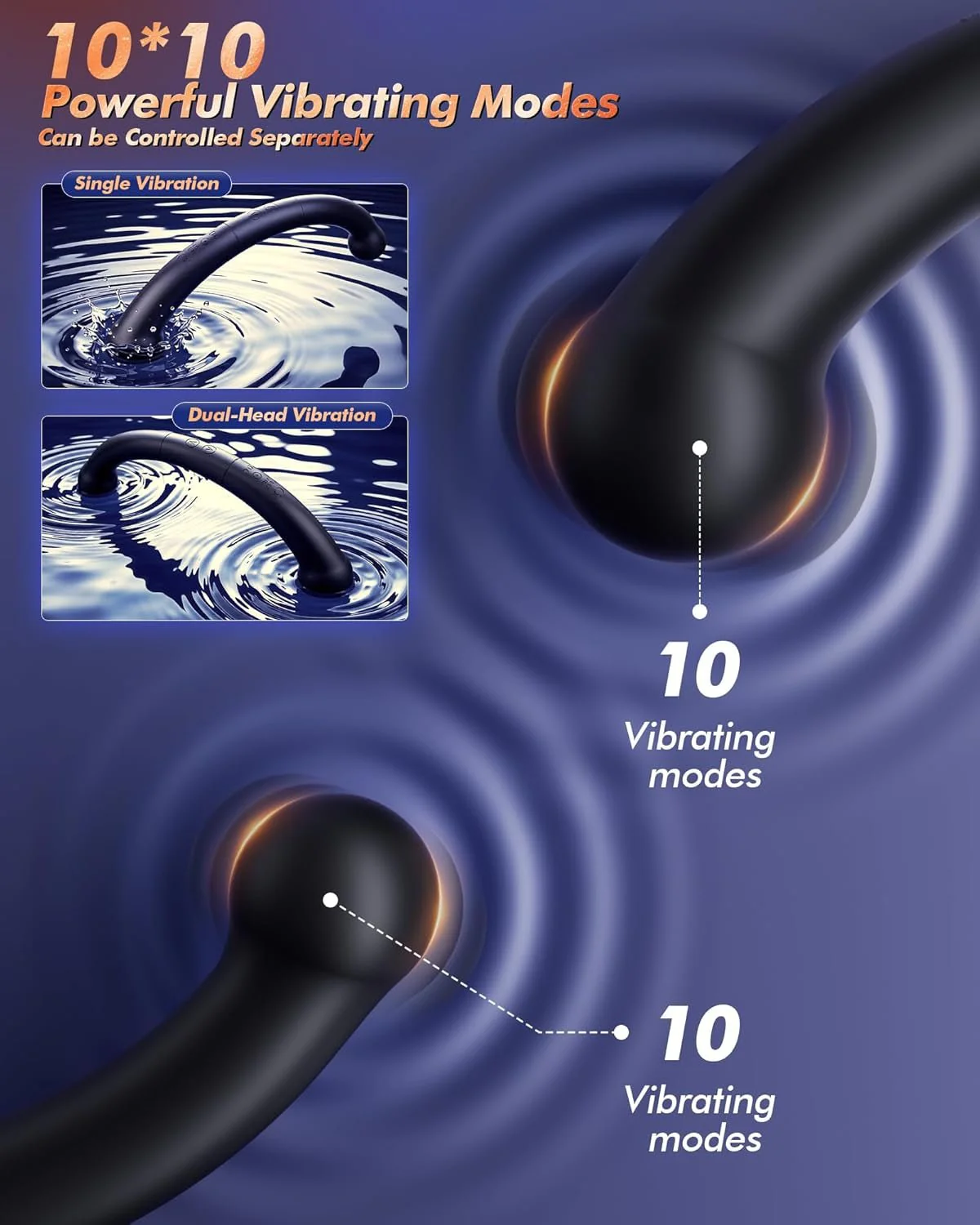 DualCurve Dual-Ended Prostate Massager 10 Modes Silicone - Image 3
