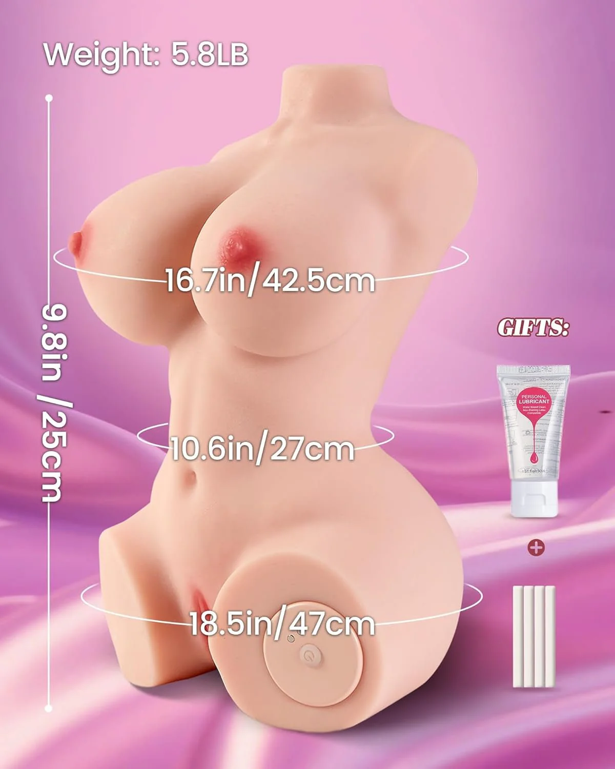 PulseForm Vibrating Dual Channel Torso Sex Doll 5.8LB - Image 5