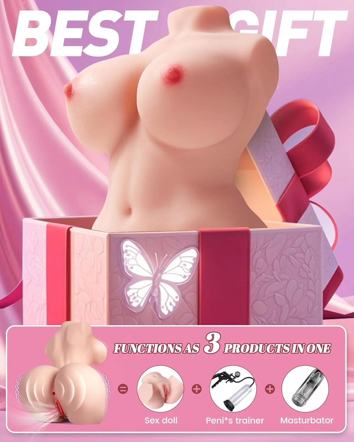 PulseForm Vibrating Dual Channel Torso Sex Doll 5.8LB - Image 6