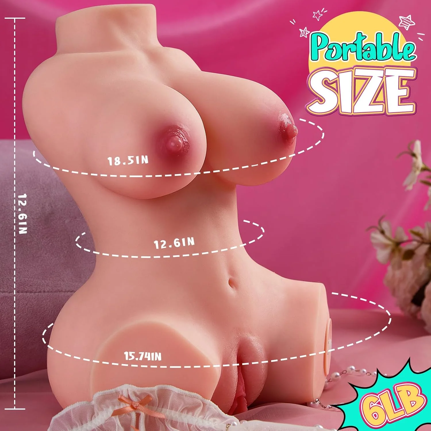 PulseLuxe Vibrating Torso Stroker 6LB Dual Channel Sex Doll - Image 4