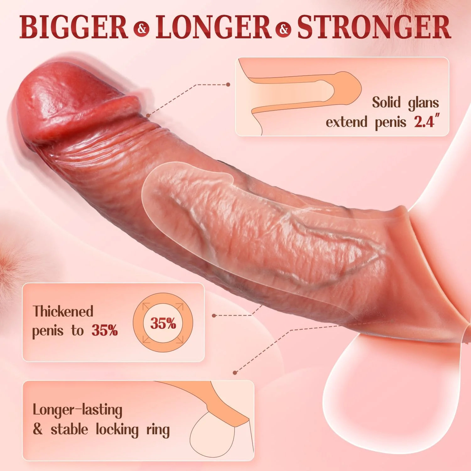 VibratingEuphoria Penis Sleeve Extender with Vibration, App Control & Ball Stretcher - Image 3