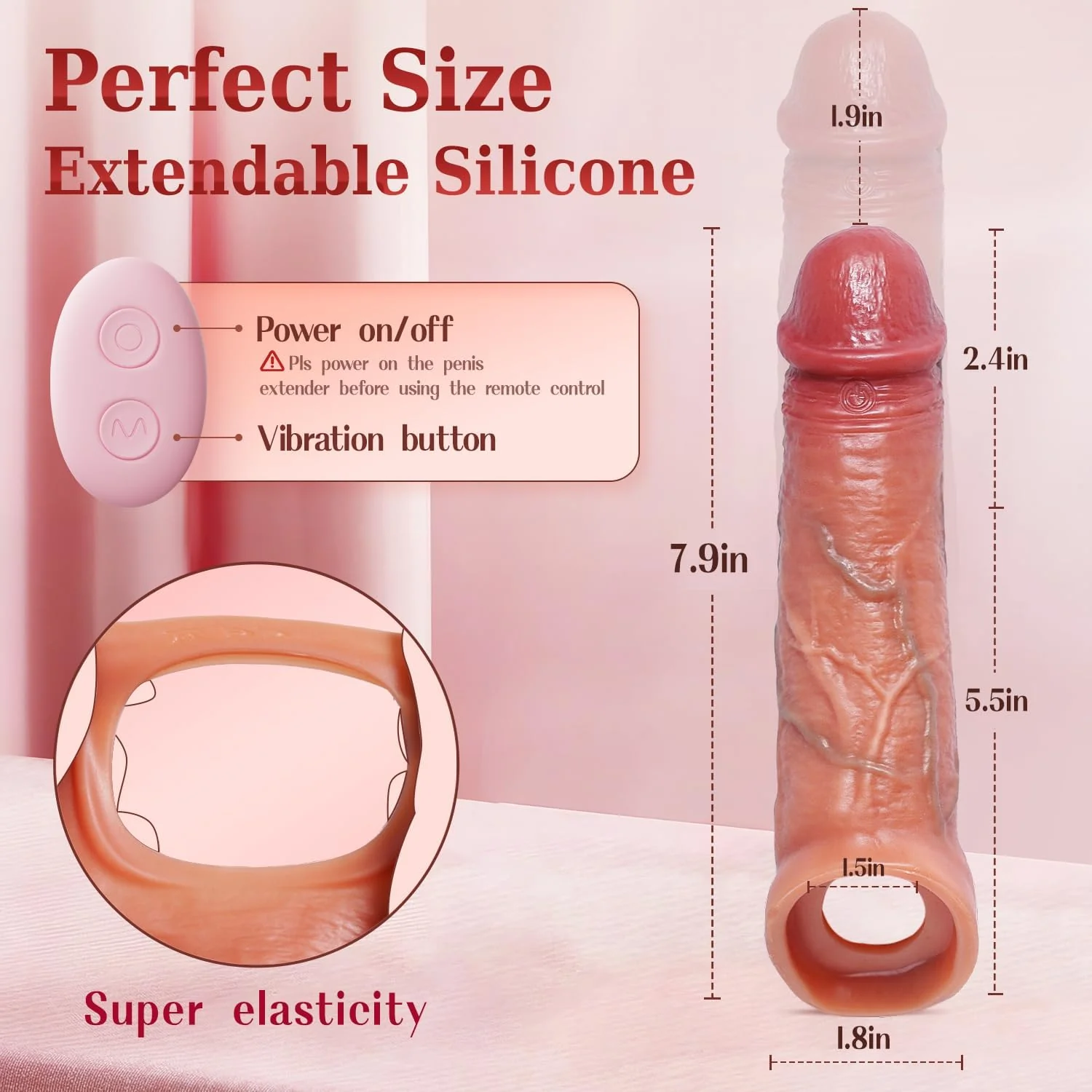 VibratingEuphoria Penis Sleeve Extender with Vibration, App Control & Ball Stretcher - Image 6