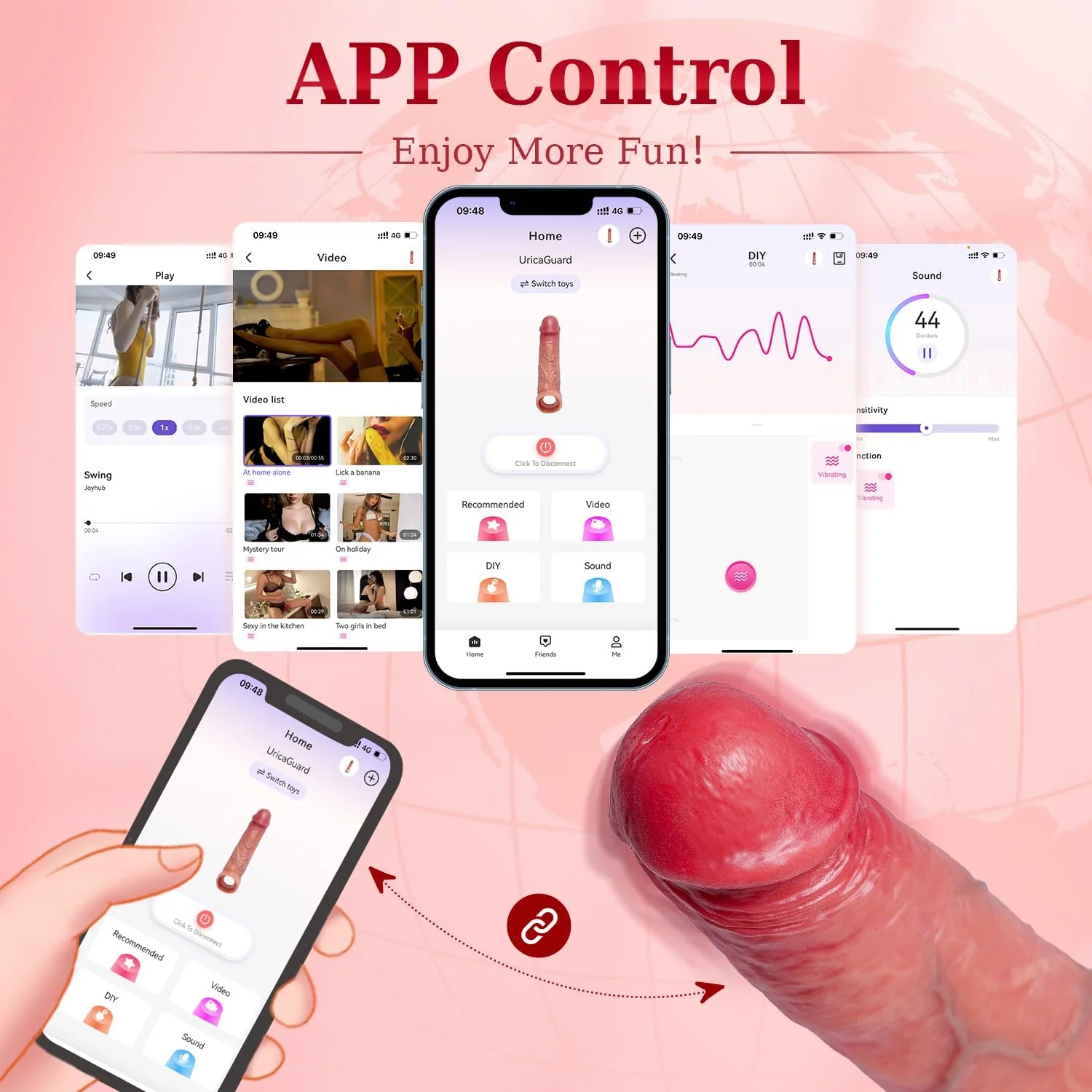 VibratingEuphoria Penis Sleeve Extender with Vibration, App Control & Ball Stretcher - Image 7
