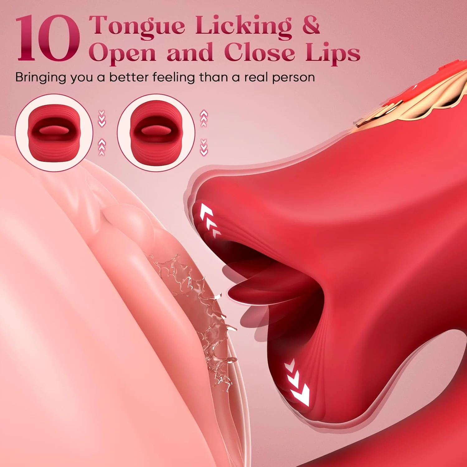 VelvetLick Rose Tongue Vibrator Flapping 10 Modes Waterproof - Image 3
