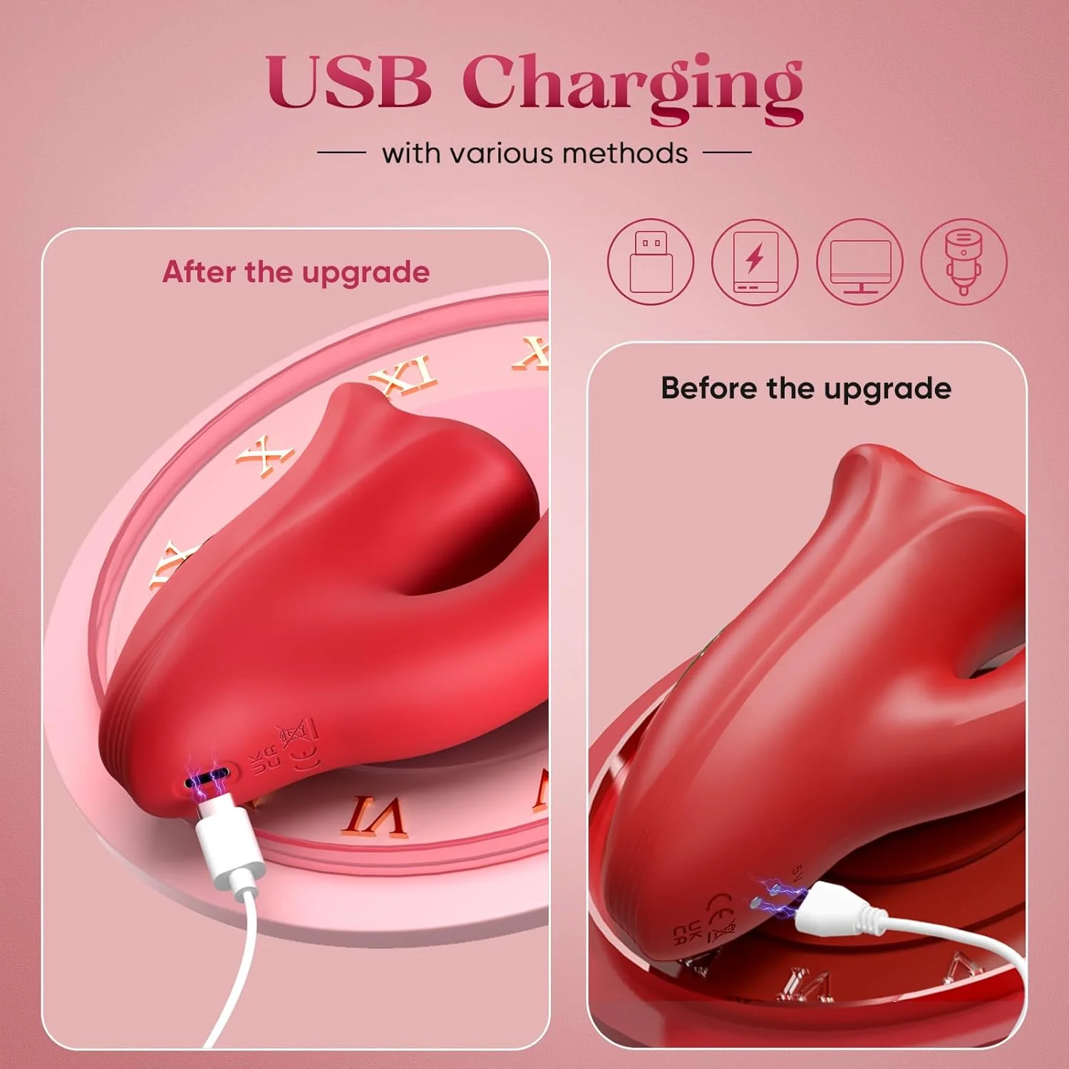 VelvetLick Rose Tongue Vibrator Flapping 10 Modes Waterproof - Image 6