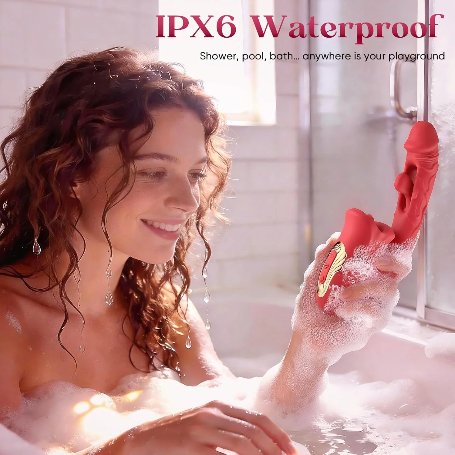 VelvetLick Rose Tongue Vibrator Flapping 10 Modes Waterproof - Image 7