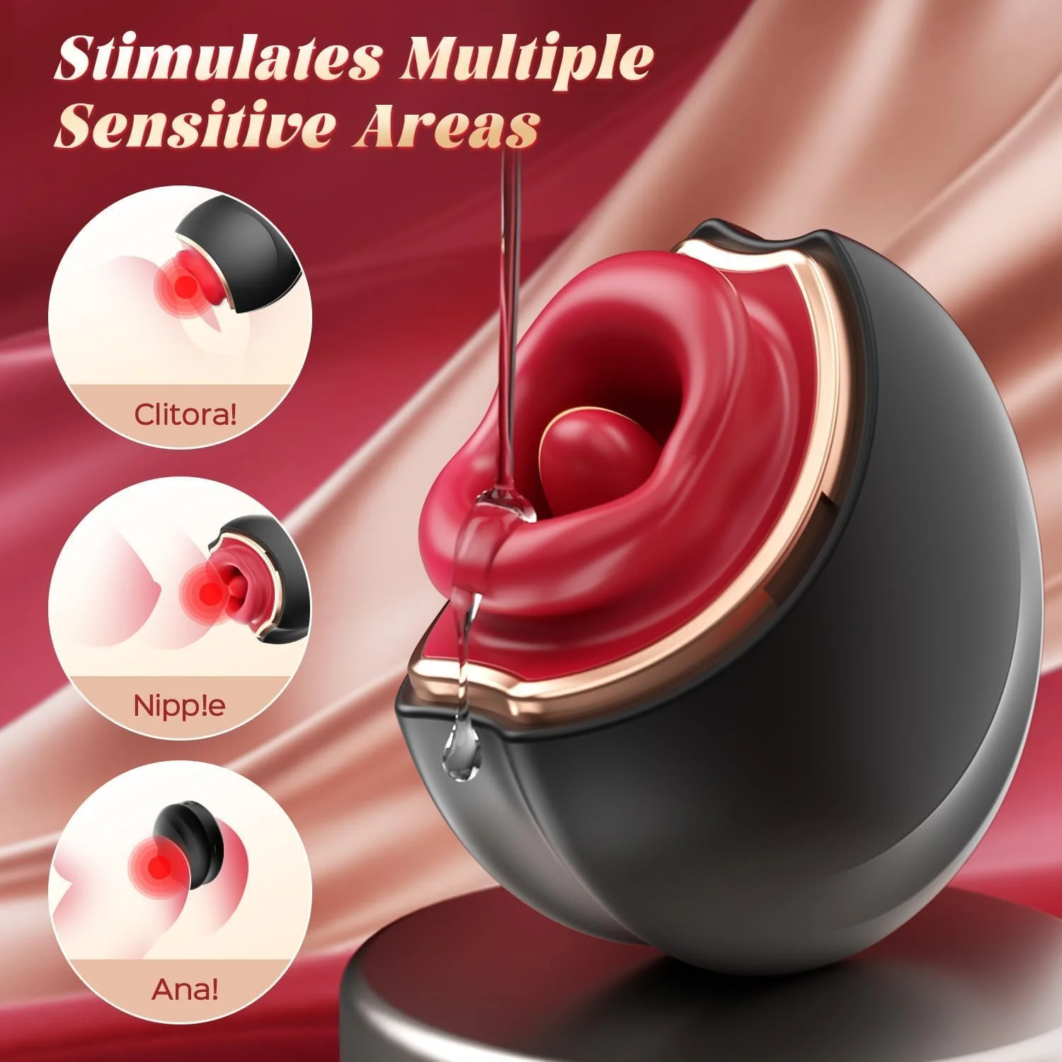 ElyraLuxe Rose Tongue Vibrator 3-in-1 10 Modes Clit Toy - Image 3