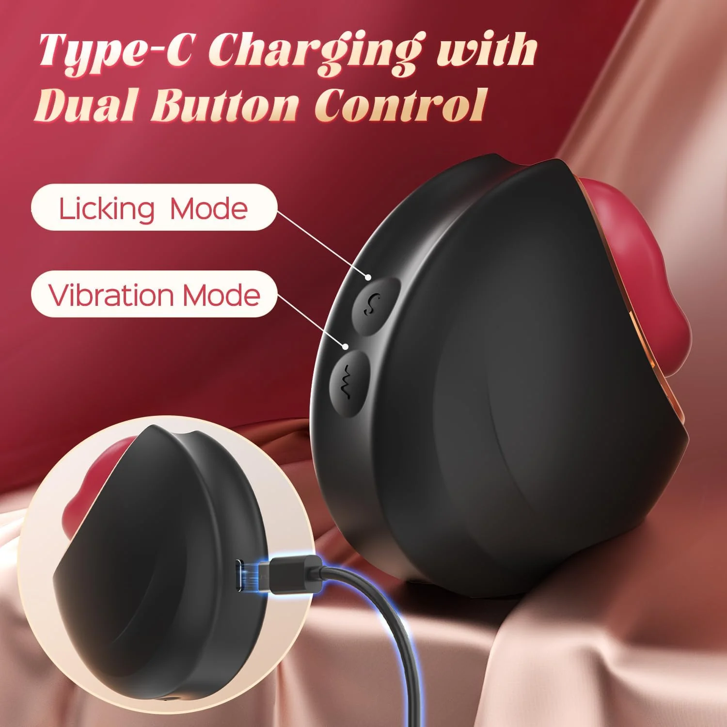 ElyraLuxe Rose Tongue Vibrator 3-in-1 10 Modes Clit Toy - Image 4