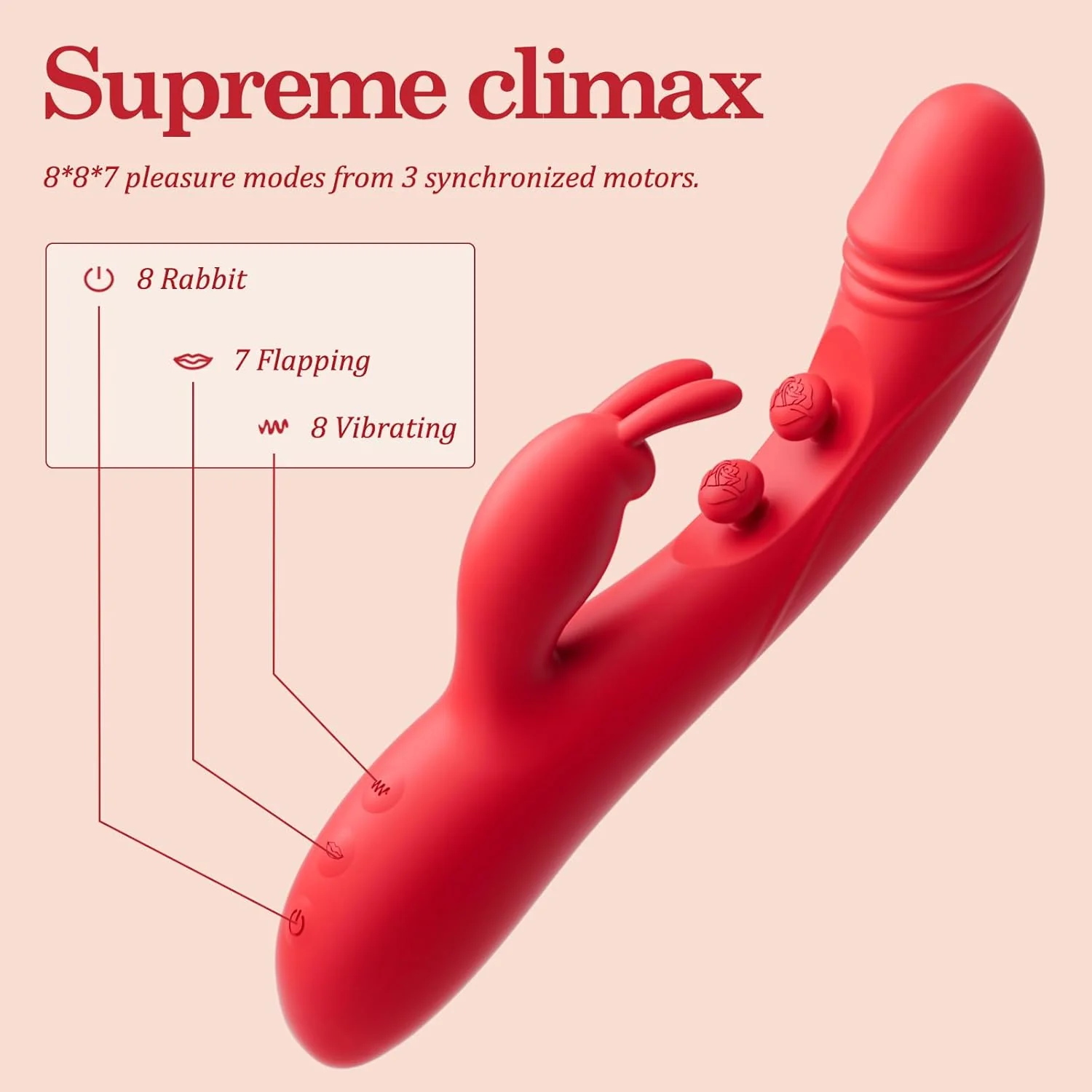 DualRose Rabbit Vibrator 16 Modes Flapping G-Spot Clit Toy - Image 6