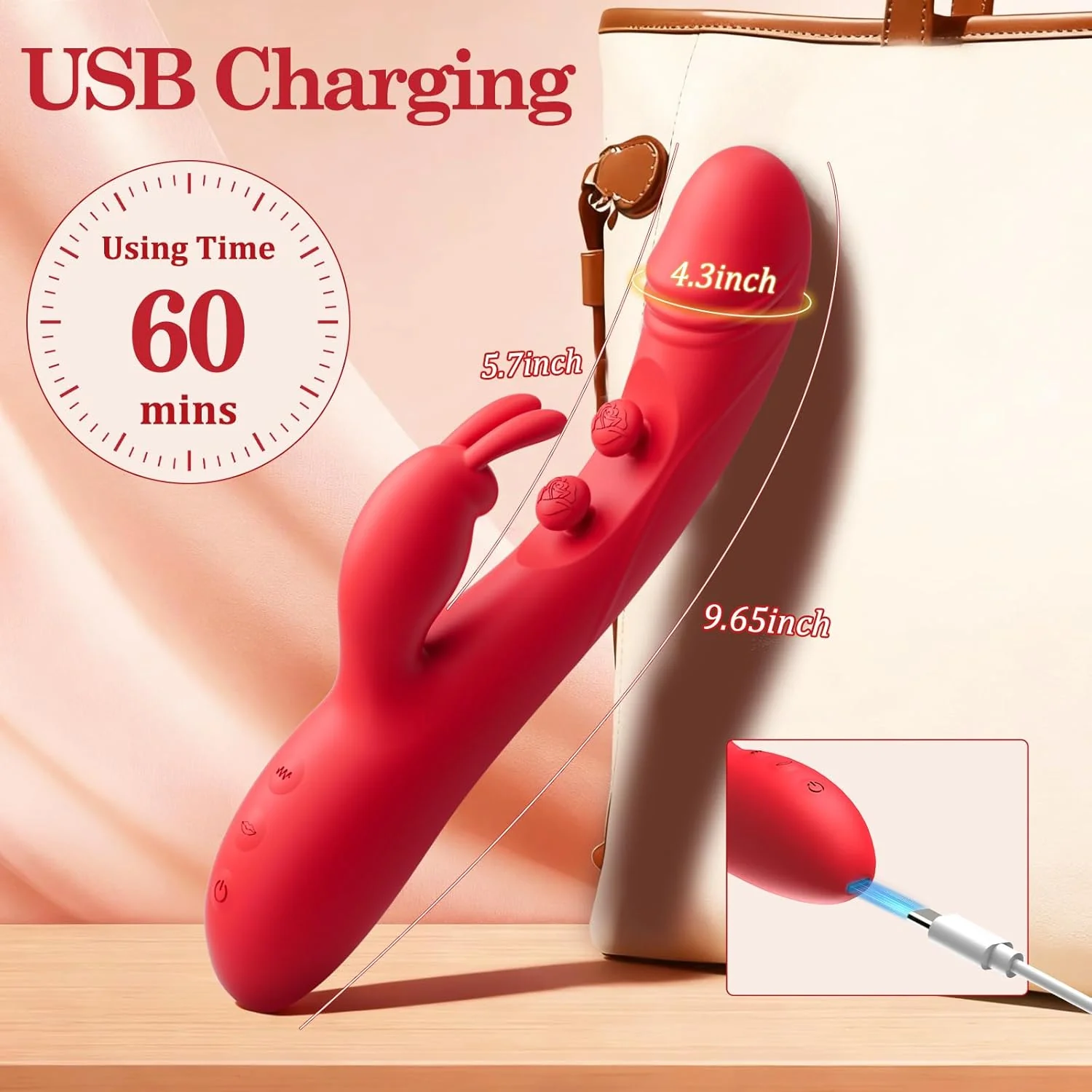 DualRose Rabbit Vibrator 16 Modes Flapping G-Spot Clit Toy - Image 7