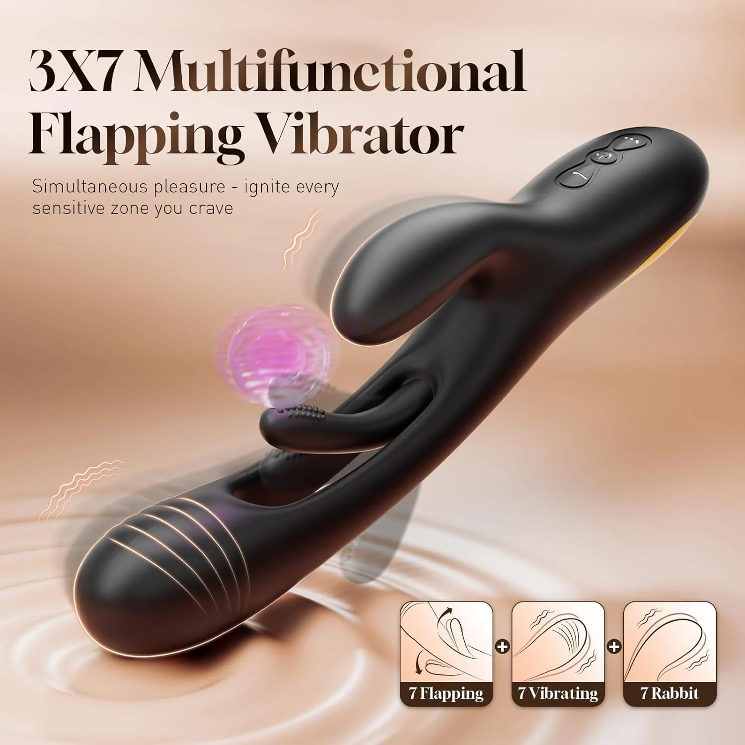 NoirPulse Rabbit Vibrator 14 Modes Flapping Waterproof - Image 2
