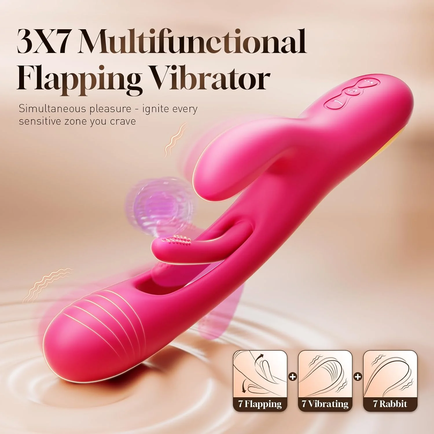RosePulseX Rabbit Vibrator 14 Modes Flapping Tongue Waterproof - Image 2