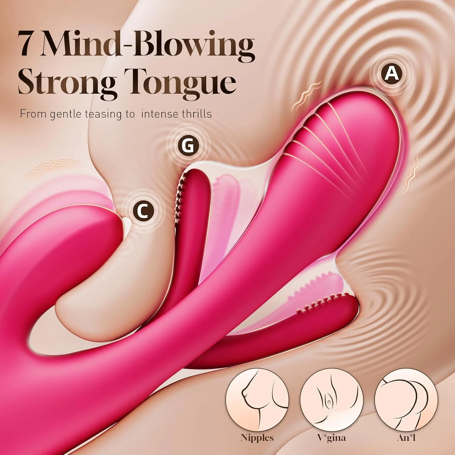 RosePulseX Rabbit Vibrator 14 Modes Flapping Tongue Waterproof - Image 3