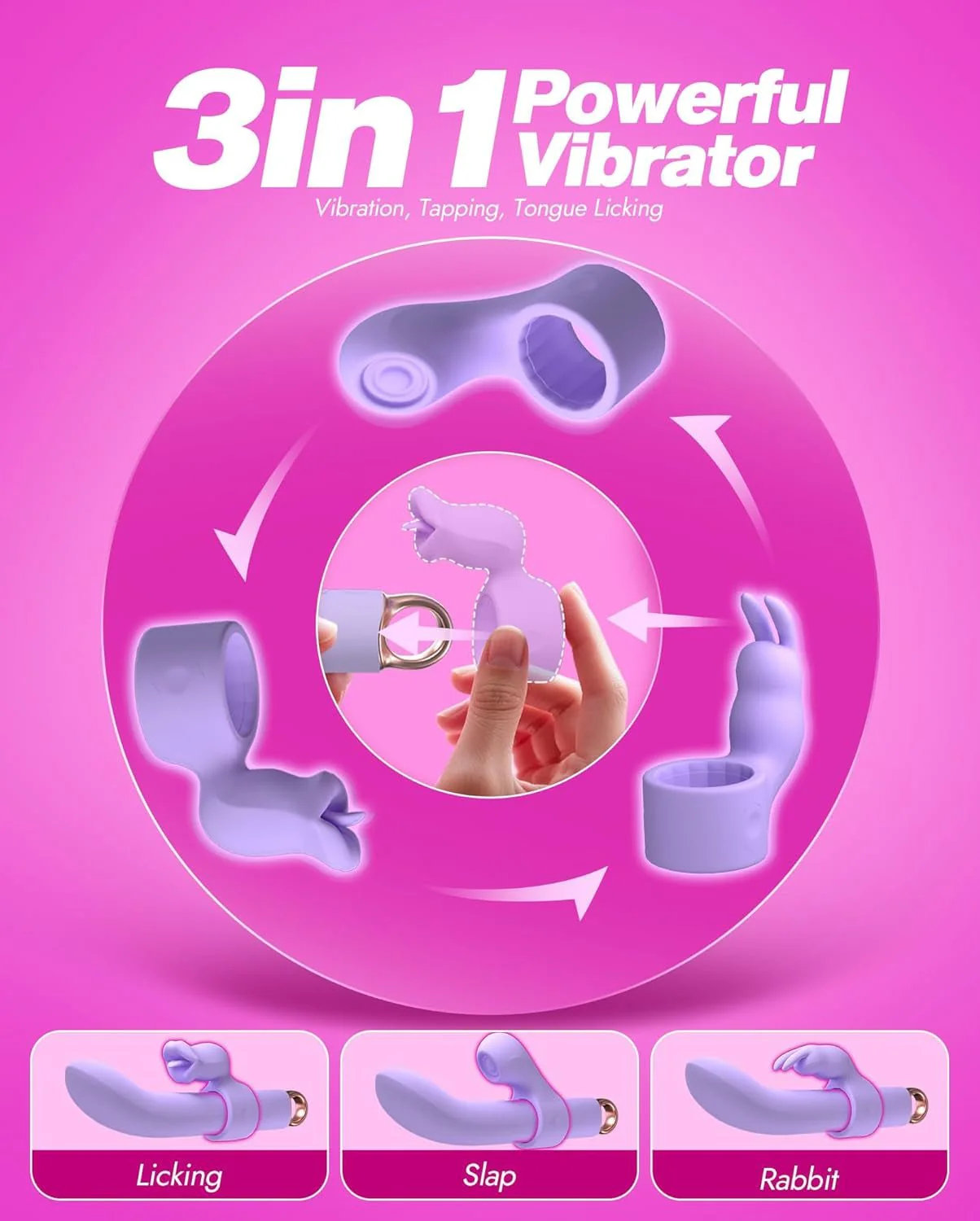 NoviraFlex Interchangeable Rabbit Licking Vibrator 63 Modes G-Spot - Image 2