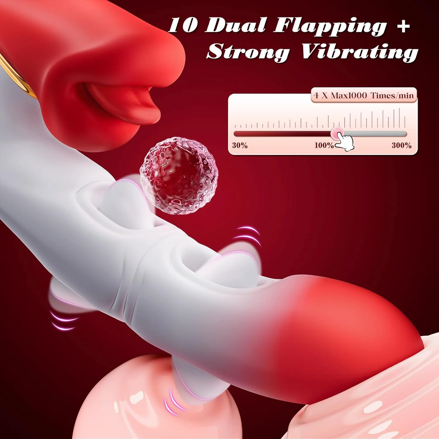 DualFlare Dildo Vibrator 10 Flapping 10 Licking Modes - Image 2