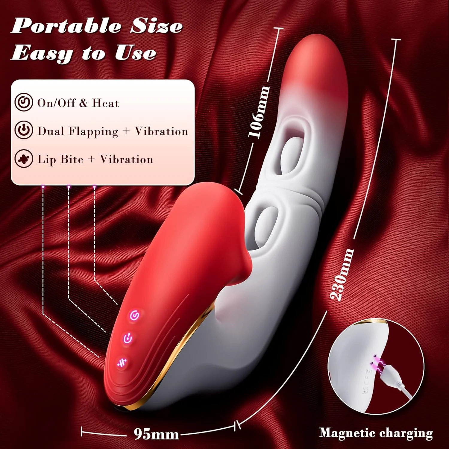 DualFlare Dildo Vibrator 10 Flapping 10 Licking Modes - Image 5