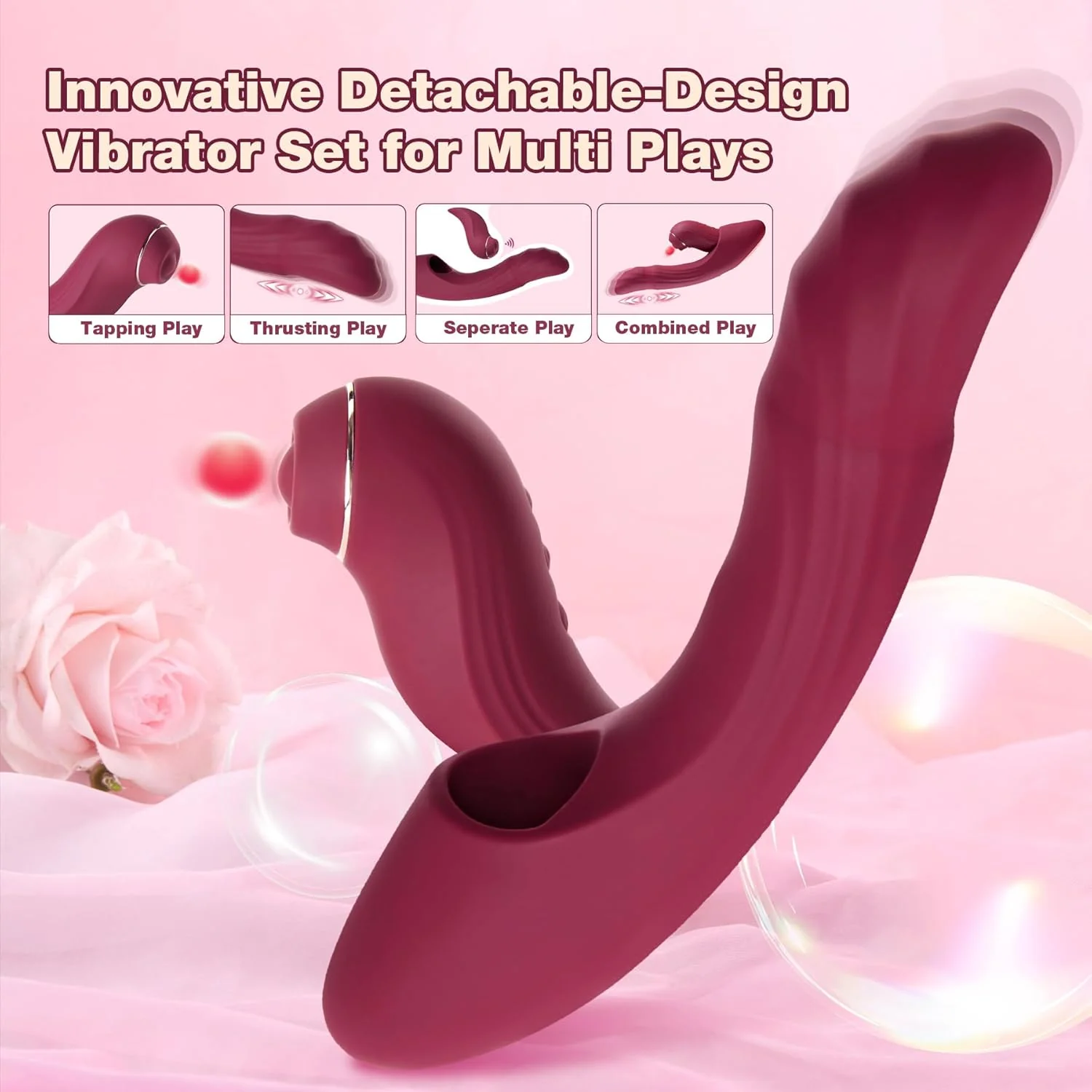 CommandHeat 6-in-1 App-controlled Vibrator Set with Thrusting & Tapping - Image 3