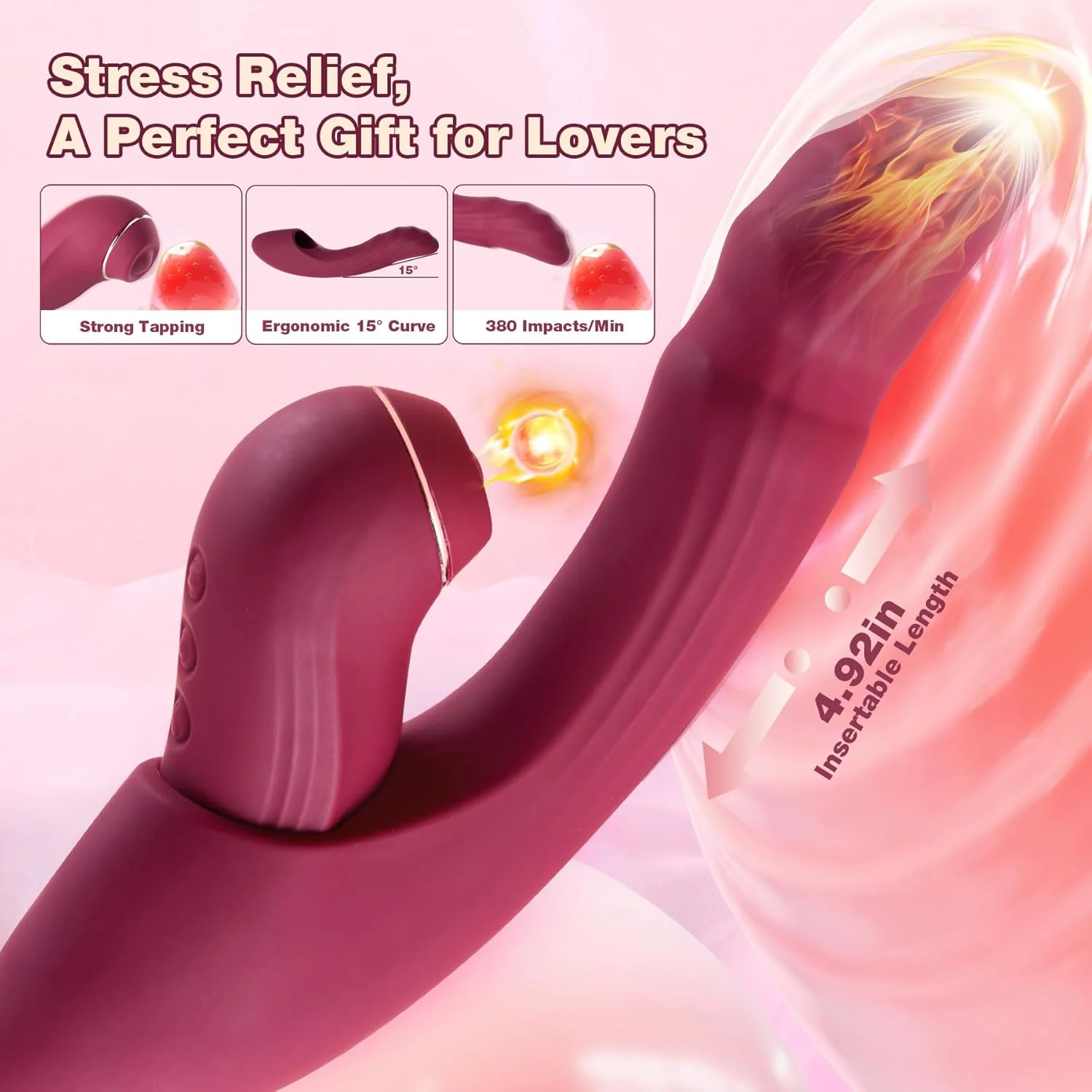 CommandHeat 6-in-1 App-controlled Vibrator Set with Thrusting & Tapping - Image 5