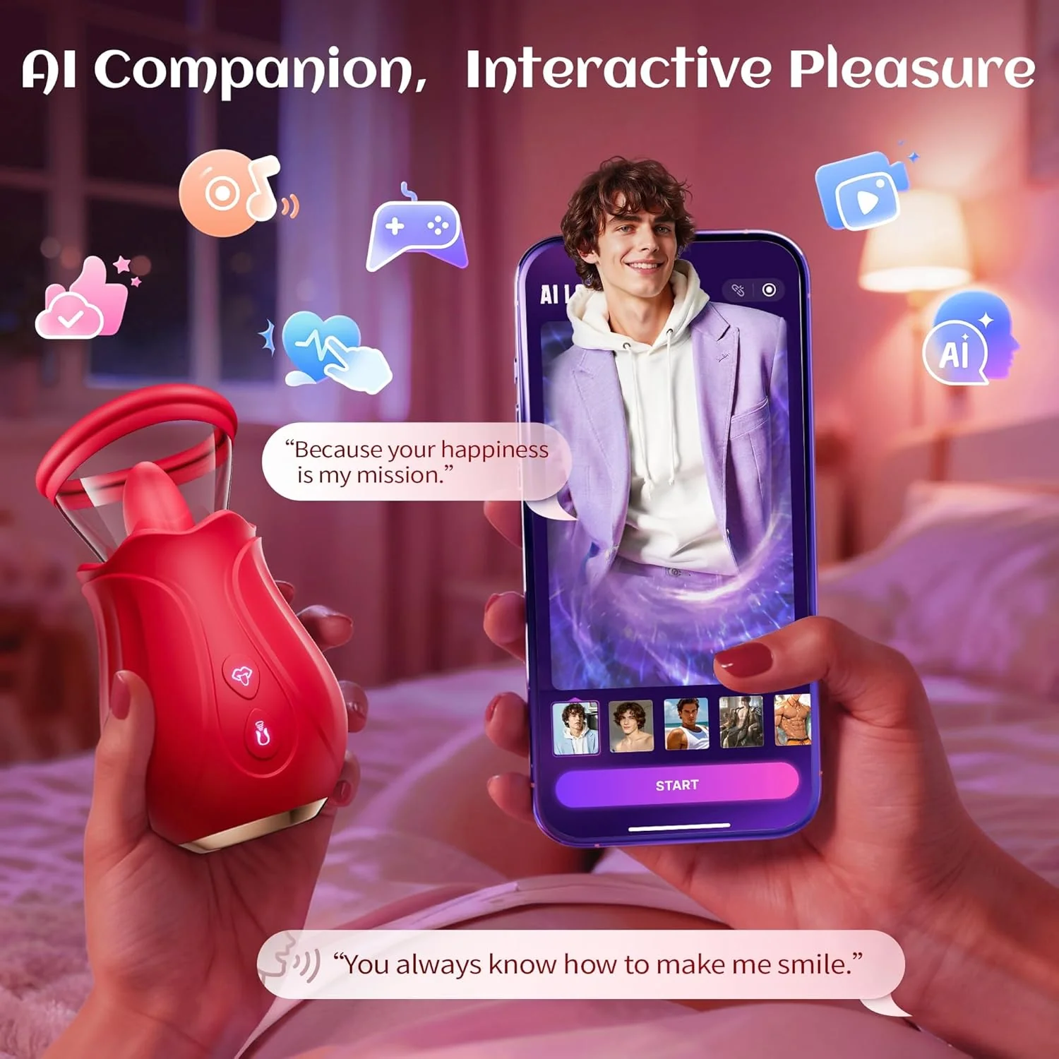 VelmoraR AI Rose Vibrator 7 Suction 10 Licking Modes - Image 6